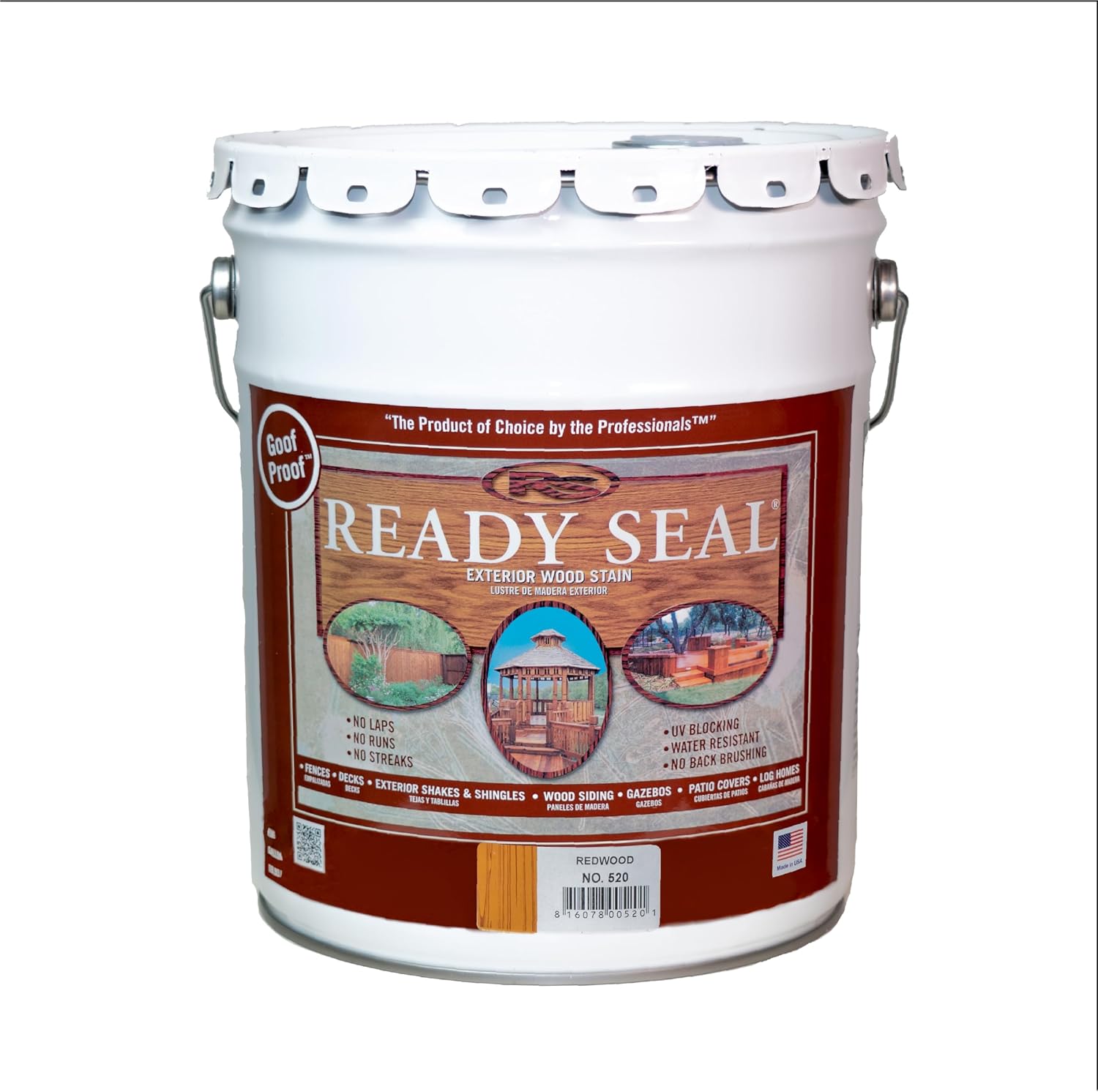 Ready Seal 7966104 5 gal Pail Exterior Wood Stain & Sealer, Light Oak