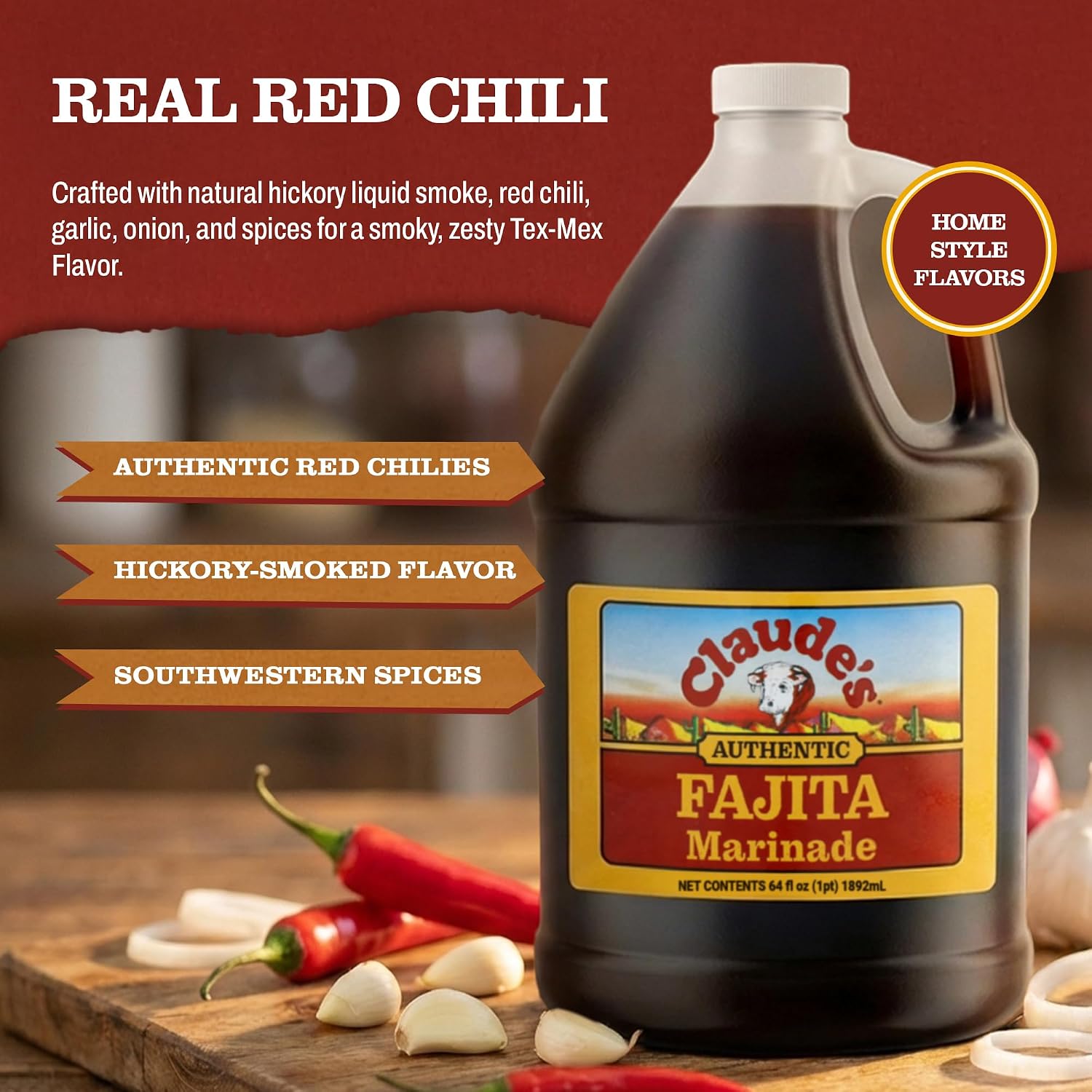 Claude's BBQ Brisket Marinade Sauce, Gluten Free Texas Style, 128 oz | Restaurant-size gallon of smoky Texas tenderizing brisket marinade - all natural & gluten free.