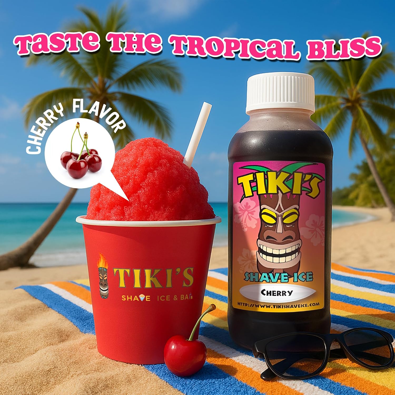 Tiki's Shave Ice Syrup Concentrate for Snow Cones & Shaved Ice - Natural Syrup for Beverages & Desserts - Ideal for Snow Cone
