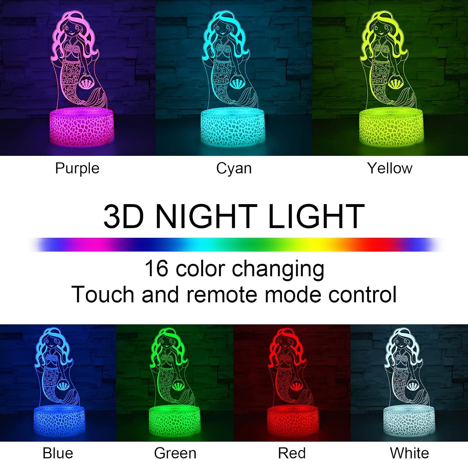 i-CHONY Dinosaur Toy T-Rex 3D Night Light for Kids, 16 Colors Dimmable Dinosaur Led Light with Remote & Smart Touch