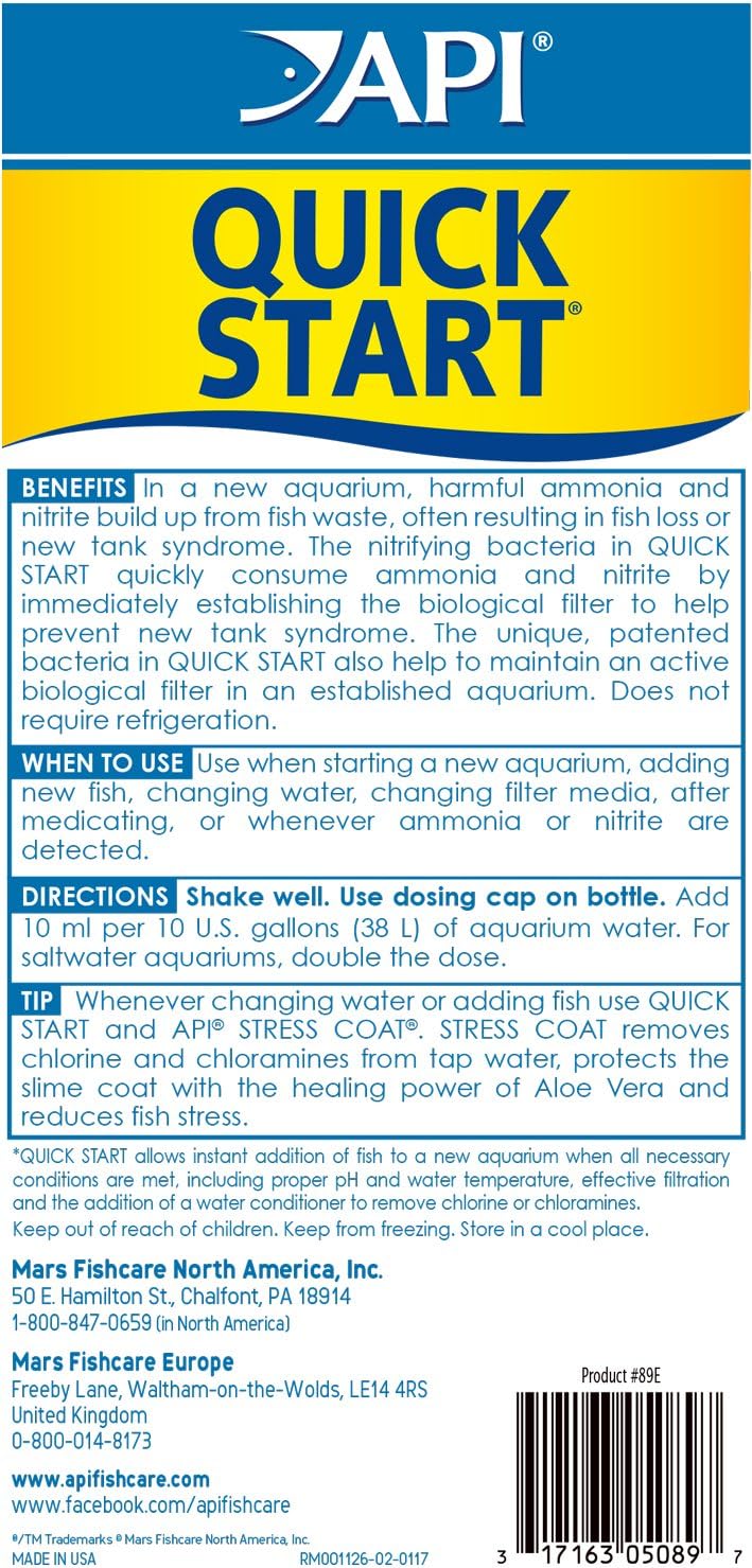 API Aquarium Starter Bundle Pack: One (1) Quick Start 16 oz., one (1) Stress Coat 16 oz., one (1) Aquarium Salt 16 oz.