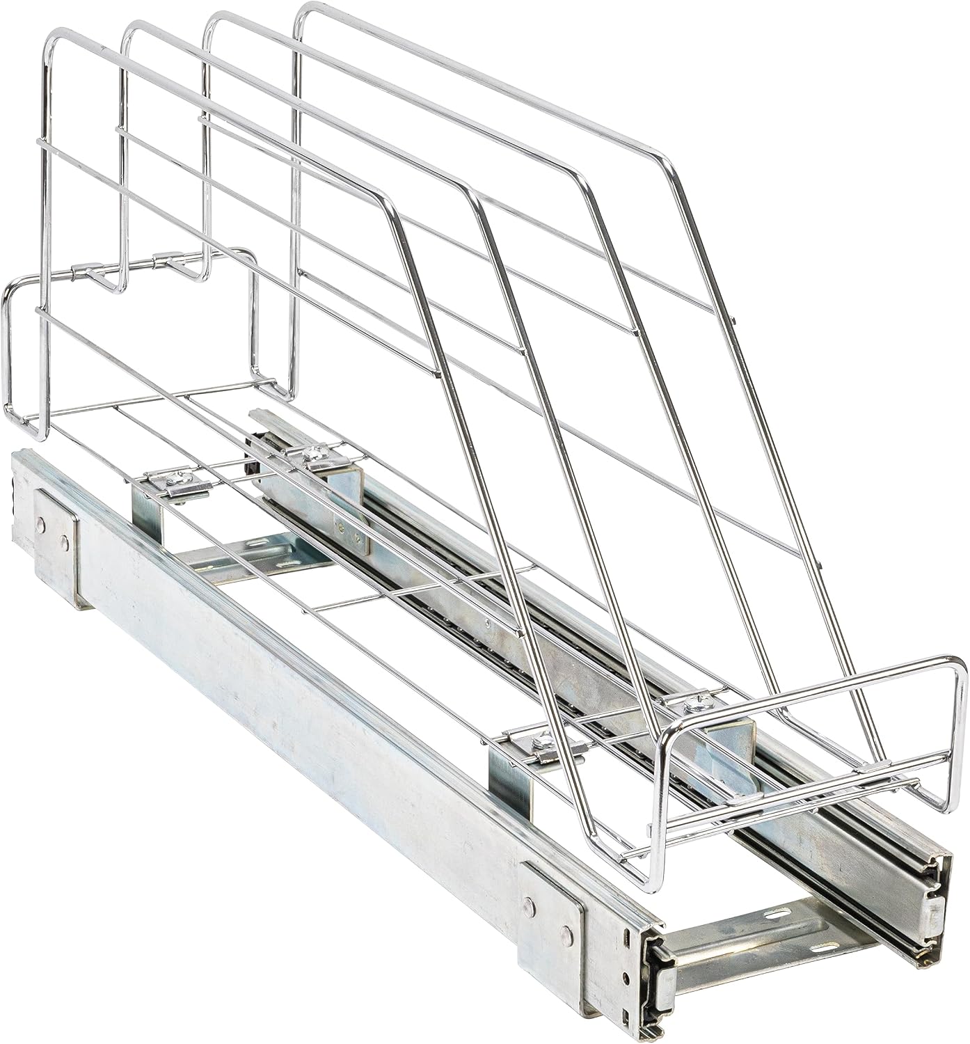 Household Essentials Glidez 2‑Tier Multipurpose Chrome‑Plated Steel Pull‑Out/Slide‑Out Under Cabinet Organizer, Chrome Finish