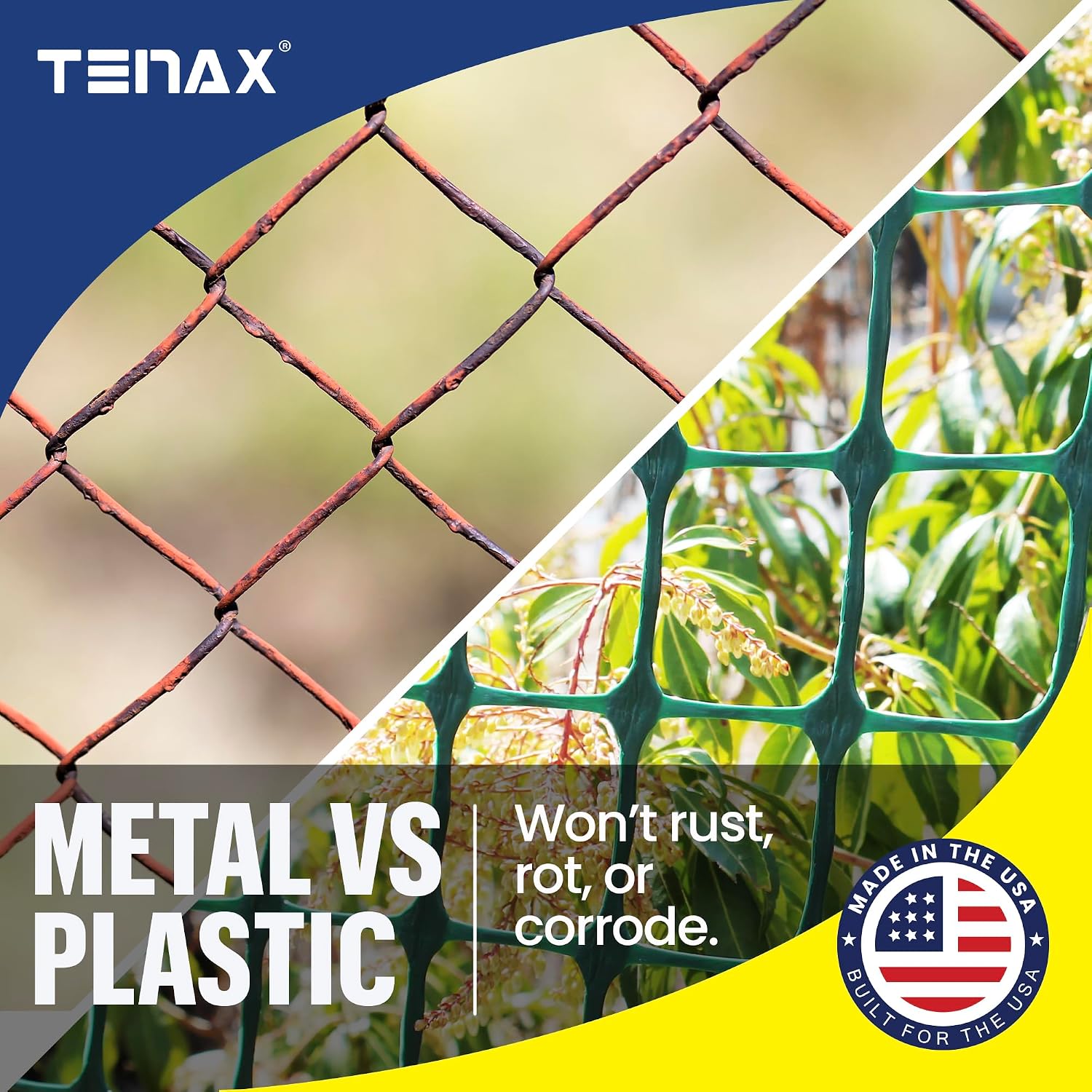 TENAX Garden Fence - Green, Durable, Lightweight - 3' x 25' - Plastic