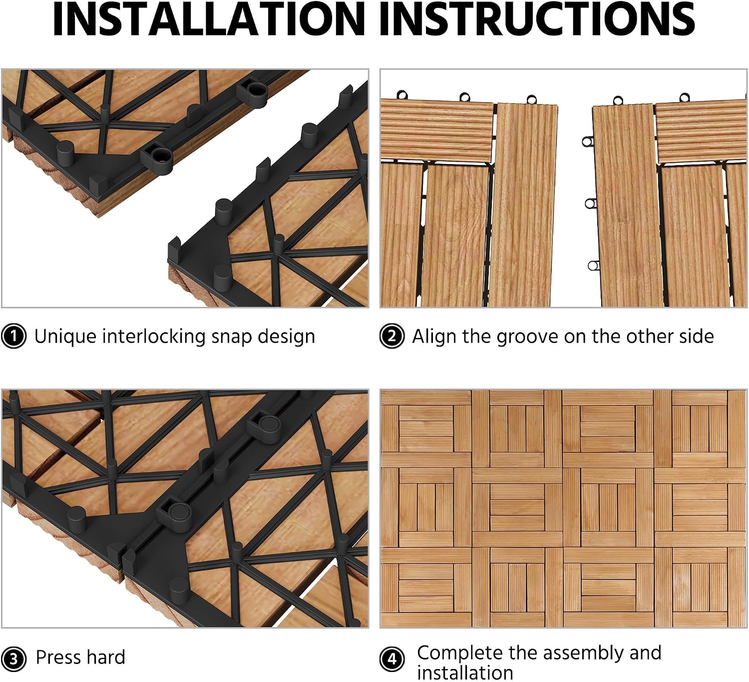 Topeakmart 27PCS Interlocking Deck Tiles 12x12 Patio Flooring, Brown