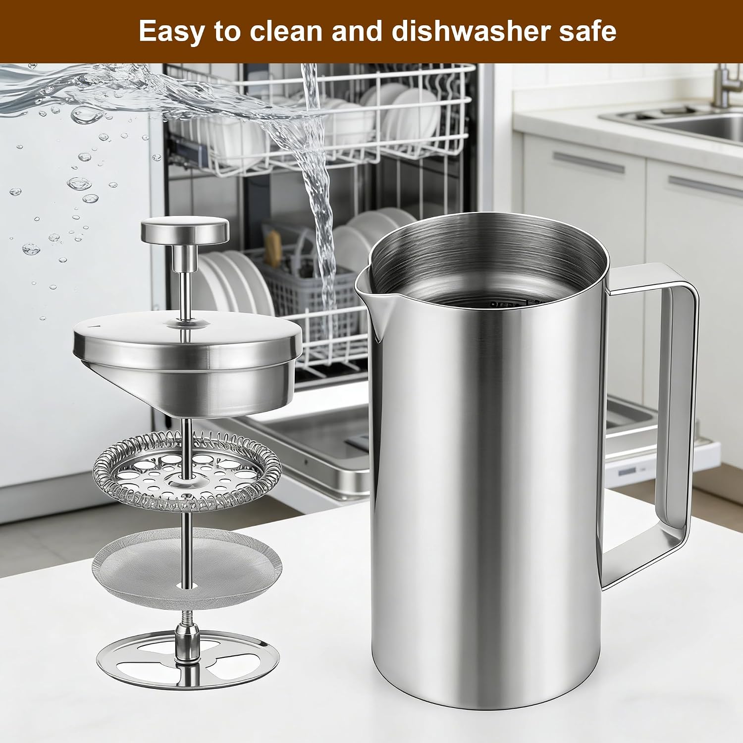Black French Press Stainless Steel 34oz