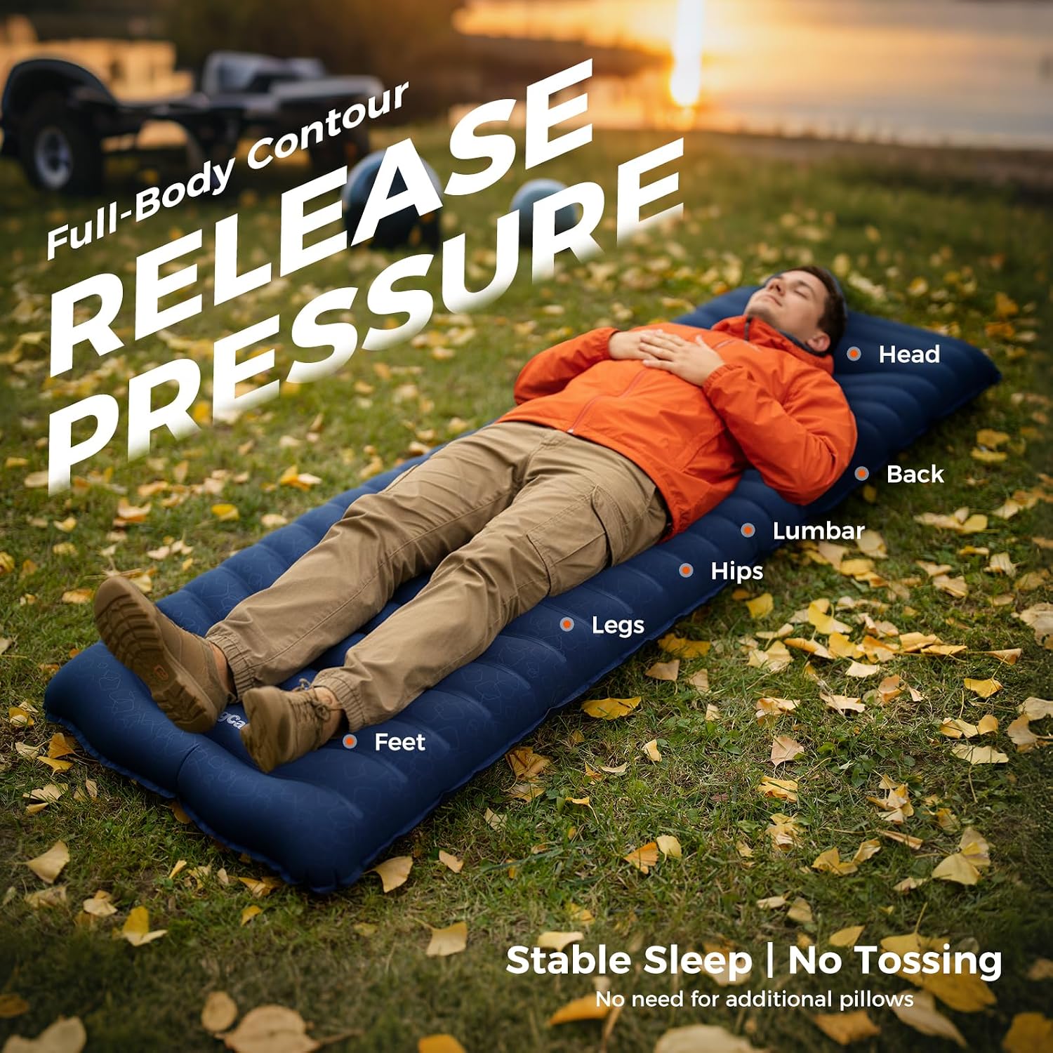 KingCamp Premium Double Camping Mattress, 7.5 R-Value, 2 Person Black