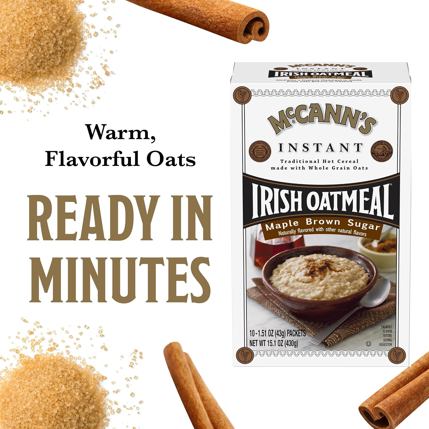 McCann's Irish Oatmeal Instant Oatmeal Cup, Maple Brown Sugar, 1.9 Ounce (Pack of 12)