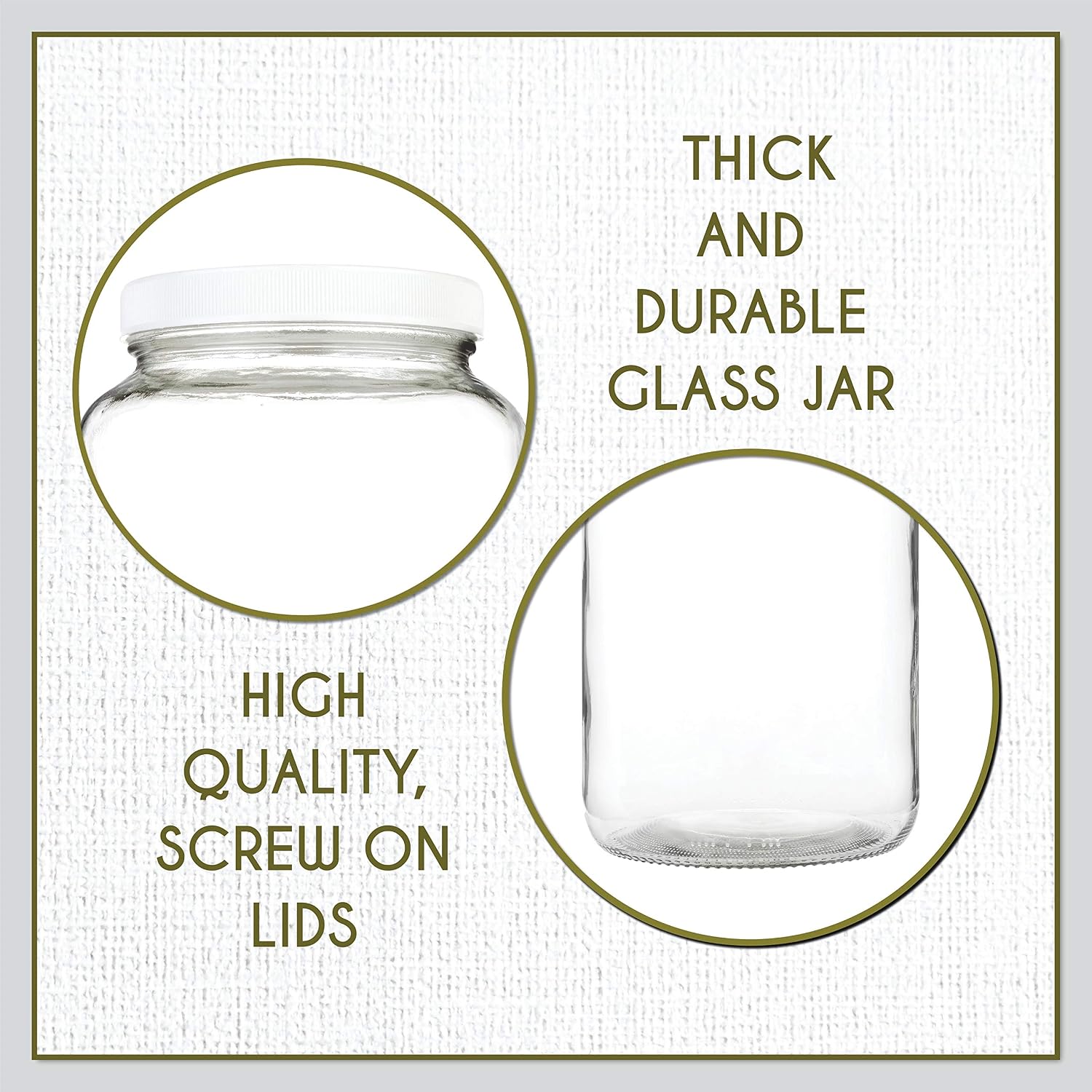 1 Gallon Glass Mason Jars – Extra Large Wide Mouth Jars with Airtight Lids – Perfect for Sourdough Starter, Fermenting, Pickling, and Storage – Made in the USA – Pack of 2