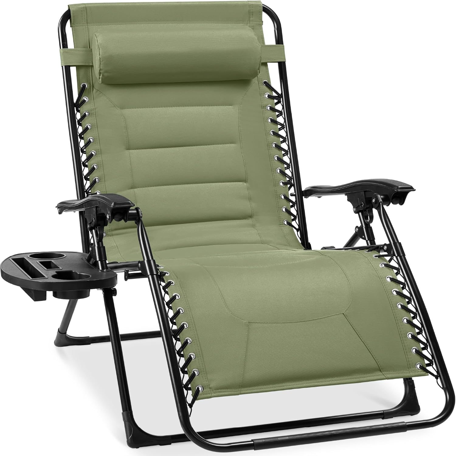 Best Choice Products Oversized Padded Zero Gravity Chair, Folding Outdoor Patio Recliner, XL Anti Gravity Lounger for Backyard w/Headrest, Cup Holder