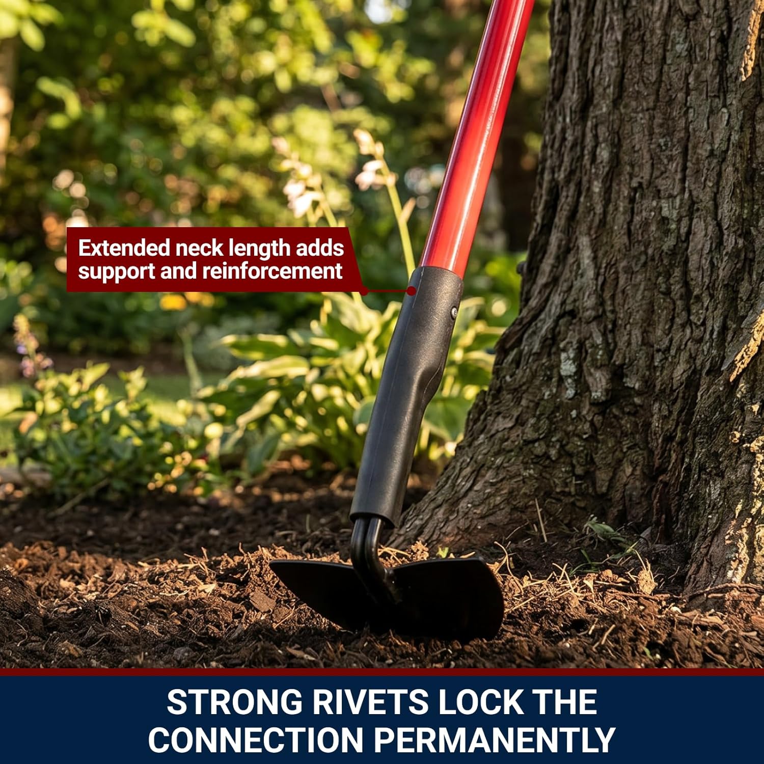 BULLY TOOLS Warren Hoe Professional 12-Gauge 6.25-Inch Garden Hoe Tool with Fiberglass Handle, Commercial Strength, Gardening Tools