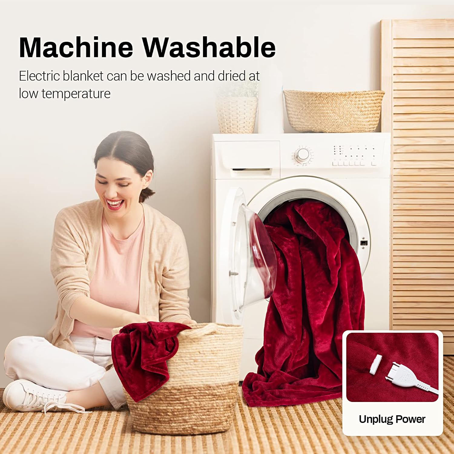 SUNVIVI Heated Blanket King Size, Heating Electric Throw Blanket Dual Control, 10 Heat Settings, 12 Hours Auto Off, Machine Washable, ETL Certified