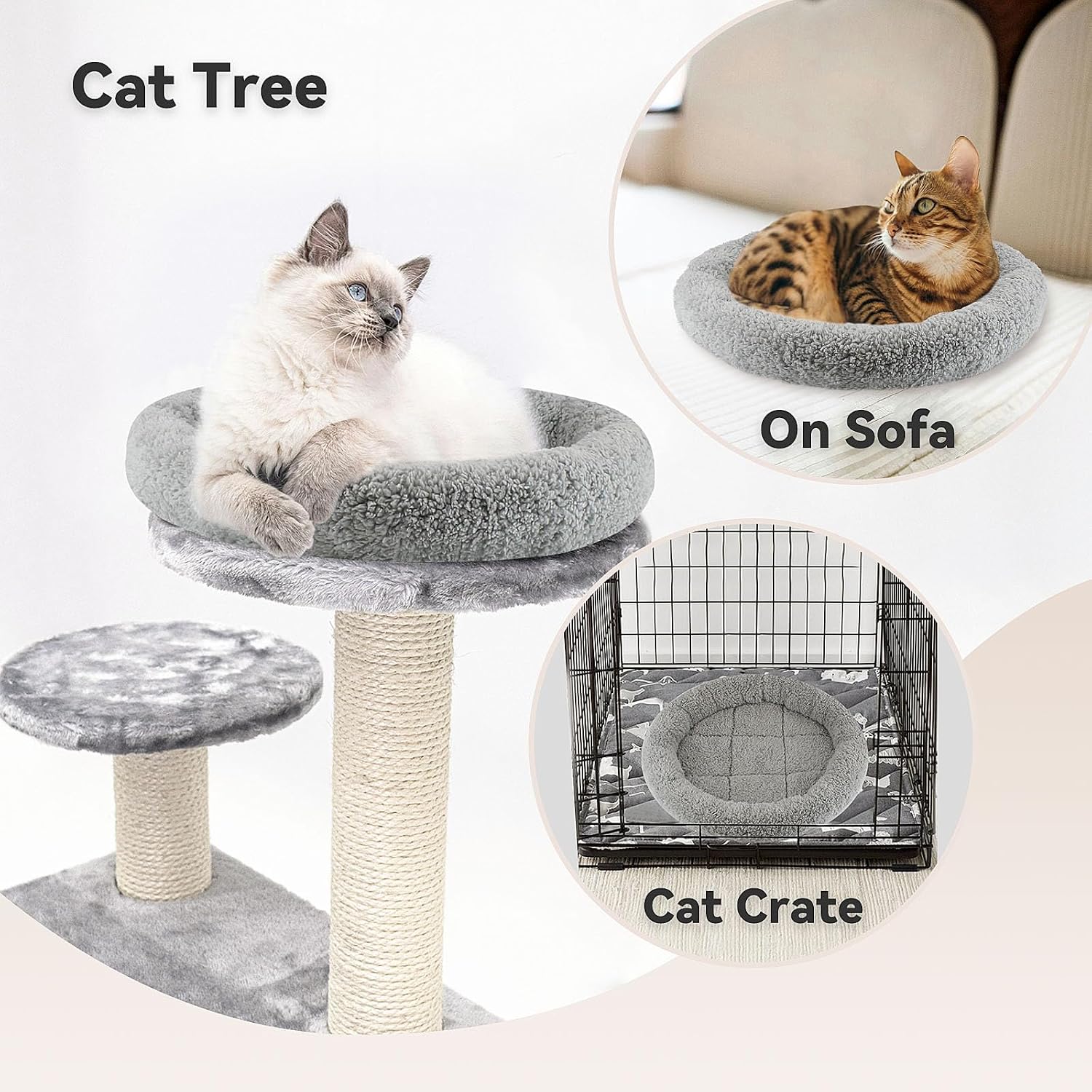 LESYPET Cat Bed for Indoor Cats, Soft Cat Cushion with Cat Pillow Around, Rectangle Kitten Pad Small Bed for Window Sill, 15'' x 10''