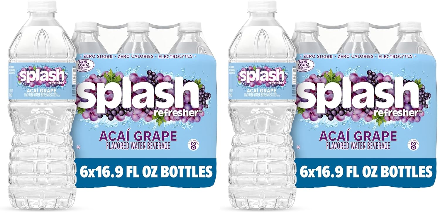 SPLASH REFRESHER Flavored Water Bottles, Mandarin Orange - 6 Pack | Refreshing Flavored Bottled Water with Electrolytes - Zero Sugar & Zero Calories - 16.9 Fl Oz