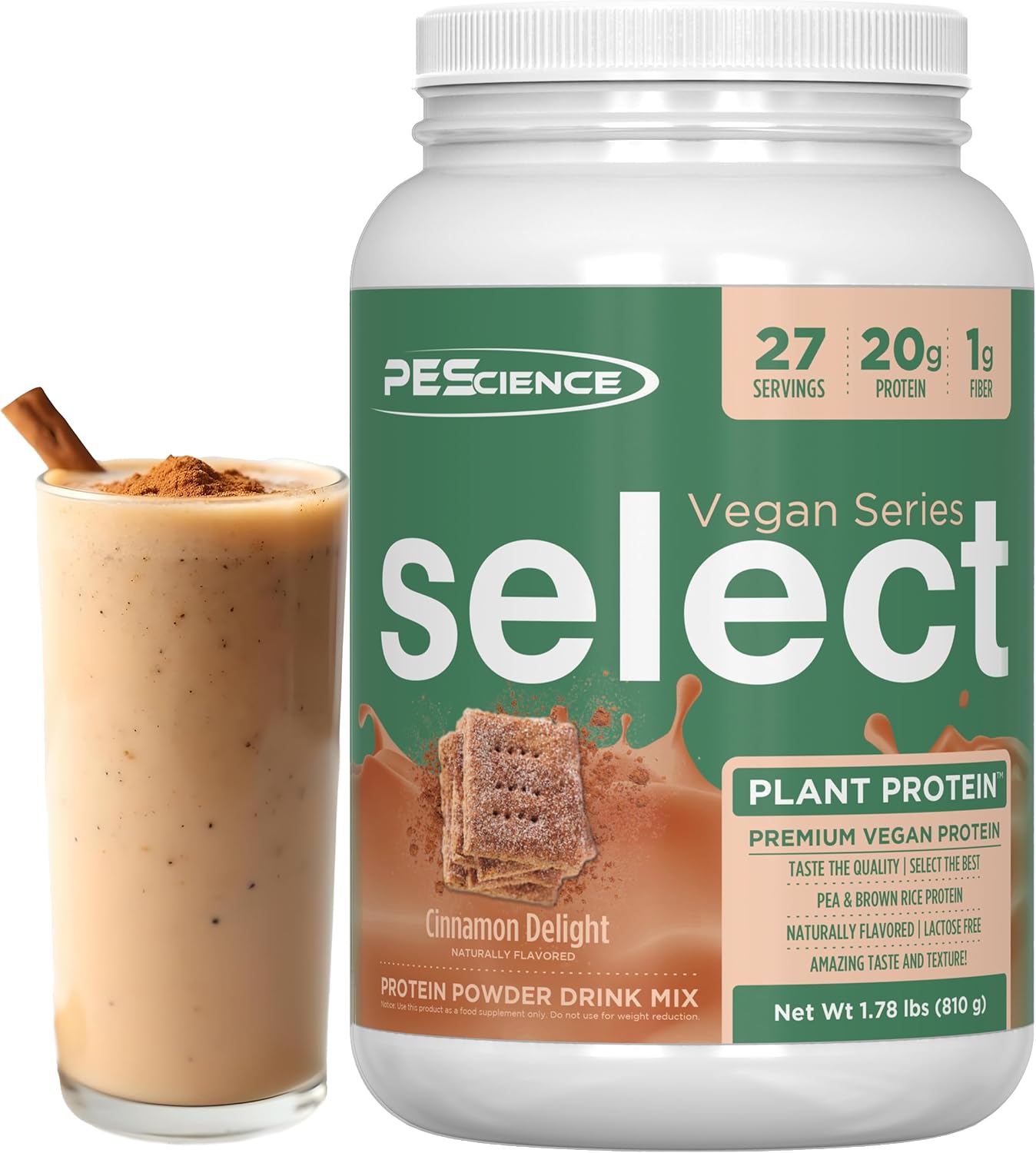 PEScience Select Vegan Protein Powder, Peanut Butter Delight, 27 Servings | Plant Based Protein Powder, Pea and Brown Rice Blend, Dairy Free, Lactose Free, Gluten Free