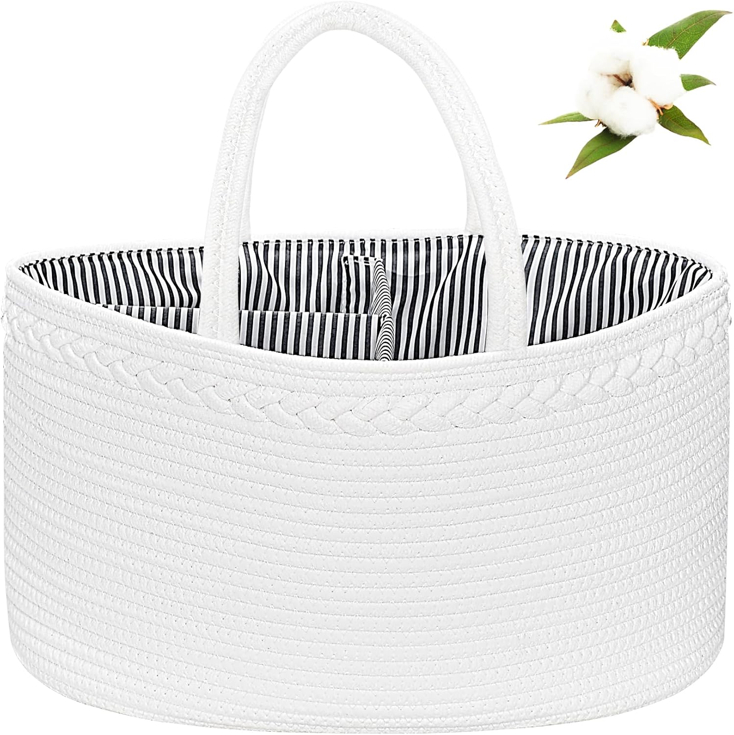 ABenkle Baby Diaper Caddy, Nursery Storage Bin and Car Organizer for Diapers and Baby Wipes, Cotton Rope Diaper Basket Caddy