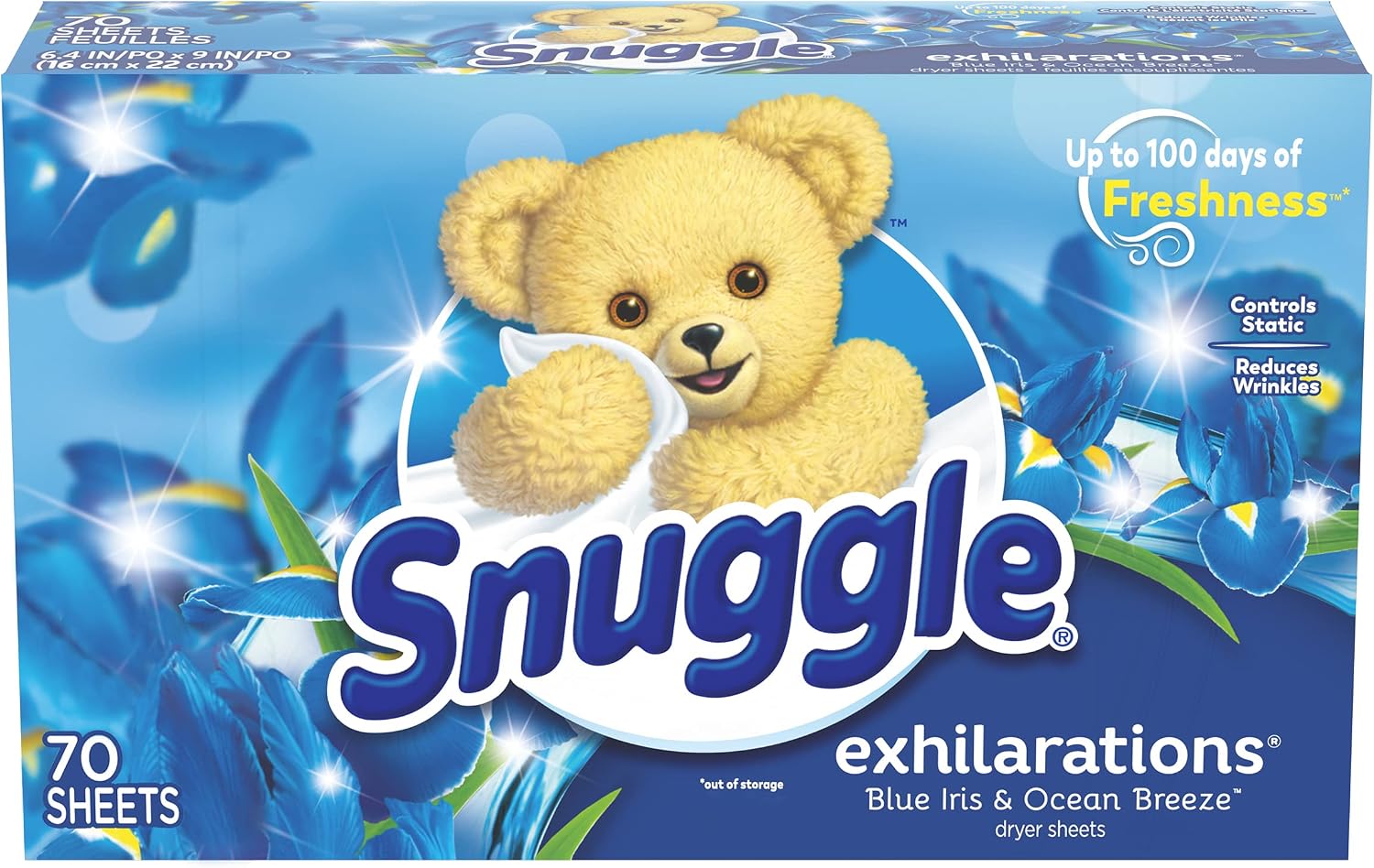 Snuggle Fabric Softener Dryer Sheets, Blue Iris & Ocean Breeze, 70 Count