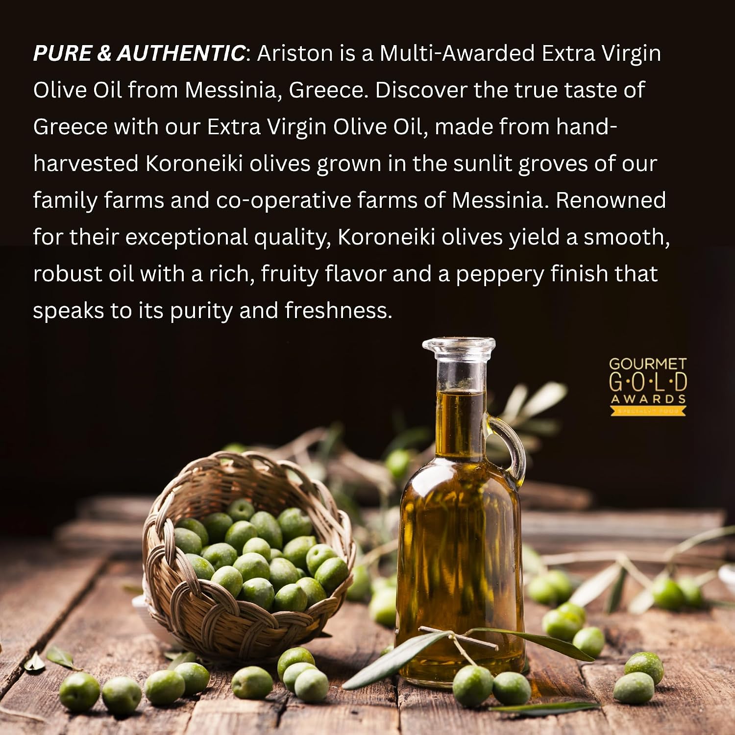 Ariston Organic Greek Olive Oil Extra Virgin, Lemon Infused, 8.45 Fl Oz | Cold Pressed Olive Oil Bottle from Greece for Cooking, Salad Dressing, Marinade & Bruschetta, Everyday Kitchen Use