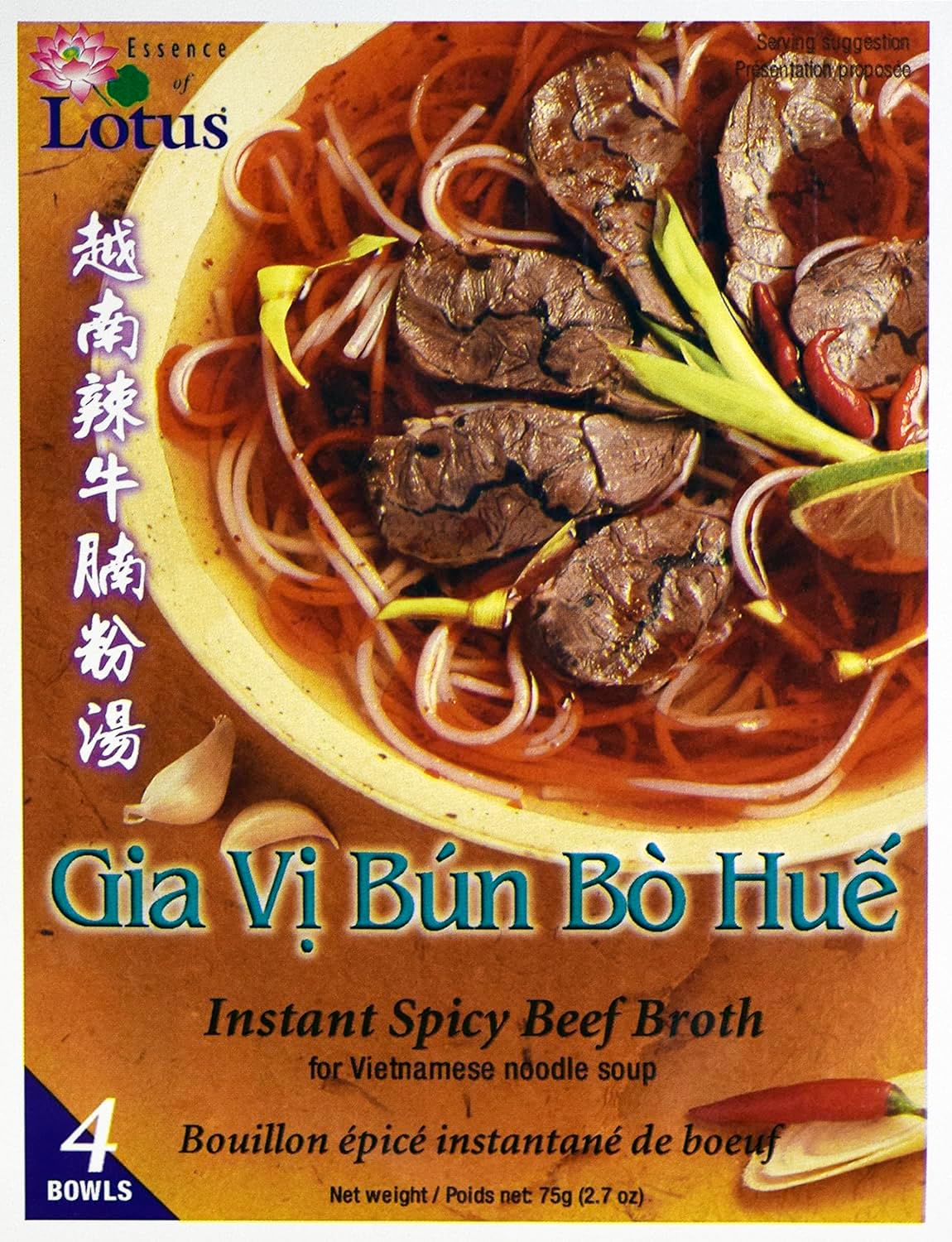 Essence of Lotus Instant Spicy Beef Pho Soup Mix — Ready-to-Eat Flavorful, Restaurant-Quality Pho broth, Made in the US (Spicy Beef Soup Mix, 1-Pack) | Ready-to-Eat, broth