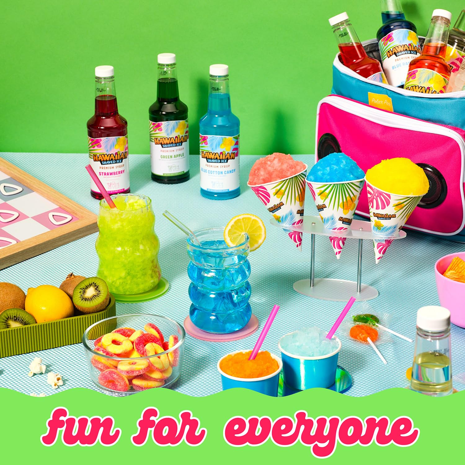 Hawaiian Shaved Ice Blue Raspberry Syrup - Made Nut Soy Dairy Free in the USA - Flavor Fluffy Shaved & Crunchy Snow Cone - Shelf Stable After Opening - Makes 8 Servings - 16 ounces