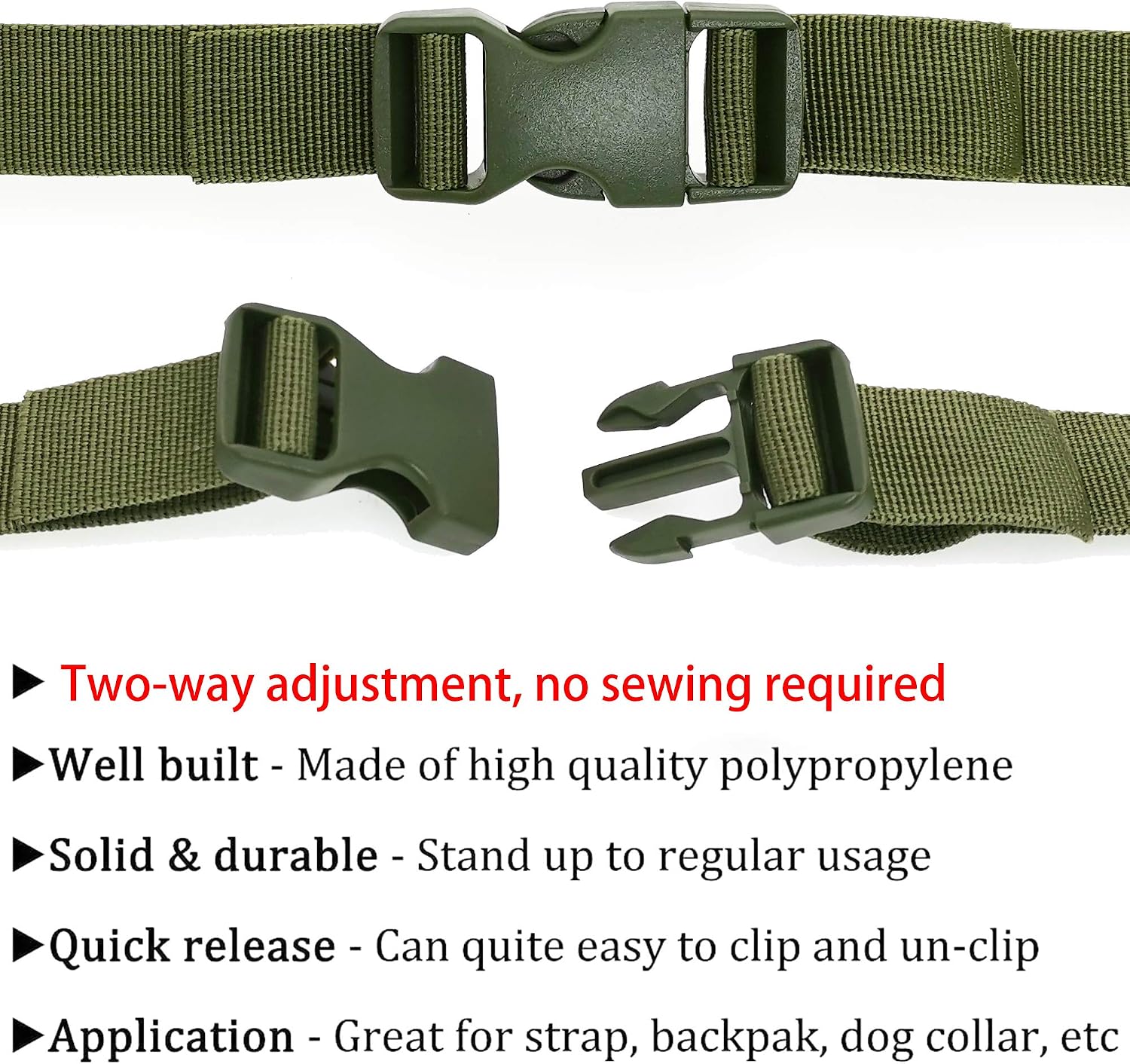 Buckle 1" Wide Inside, Quick Side Release Buckle for 1 inch/25mm Webbing Straps