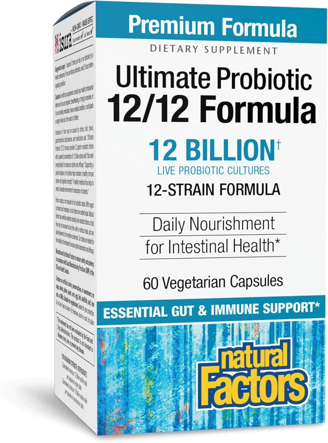Natural Factors Ultimate Probiotic 12/12 Formula - Digestive Health Support Supplement with Probiotics - Immunity & Gut Health Support Supplement - 120 Vegetarian Capsules (120 Servings)