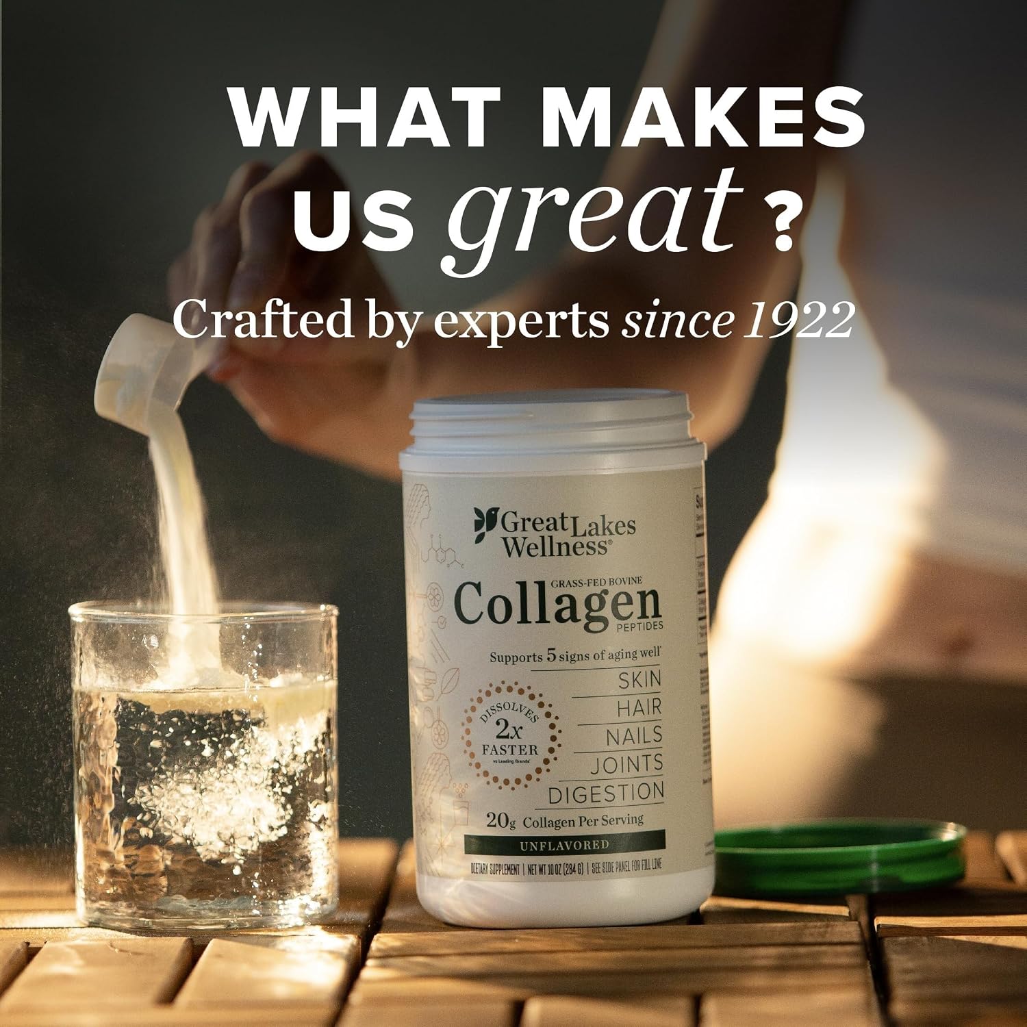 Great Lakes Wellness Collagen Peptides Powder – Supports Skin, Hair, Nails, Joints & Digestion – Hydrolyzed, Non-GMO, Keto & Kosher – Pure Collagen Protein (16 oz, 22 Servings) Packaging may vary