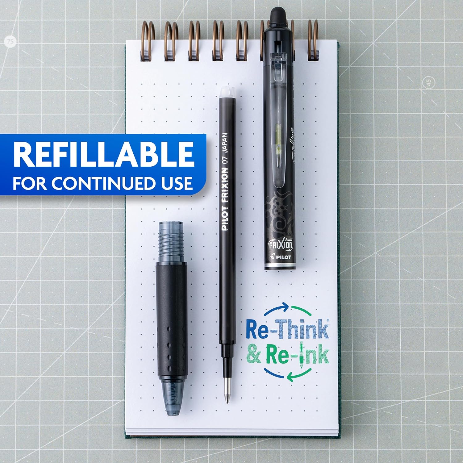 PILOT FriXion Clicker Erasable Pens, Fine Point 0.7 mm, Black Ink, 3-Pack