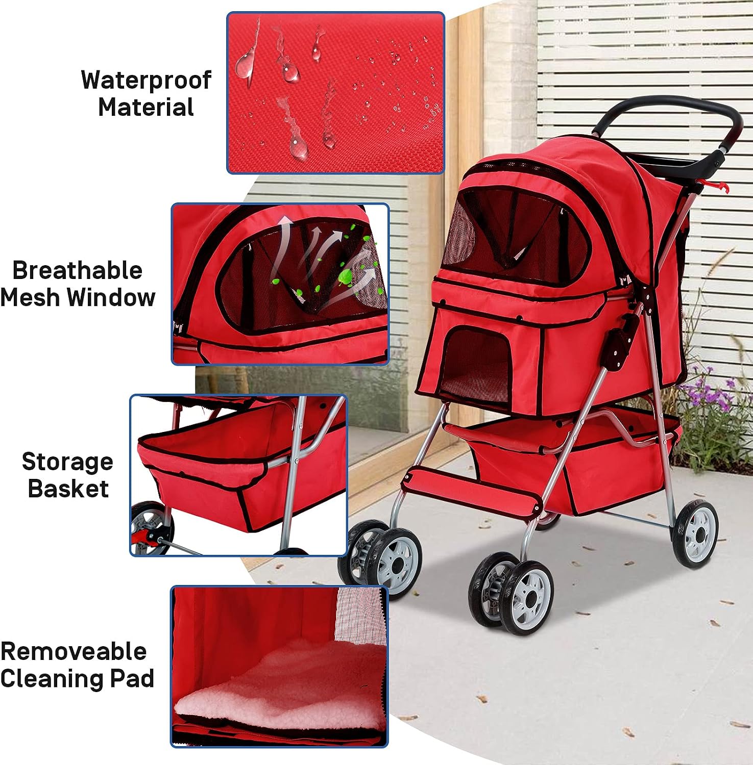 Best 4 Wheels Pet Stroller for Dog and Cat Stroller