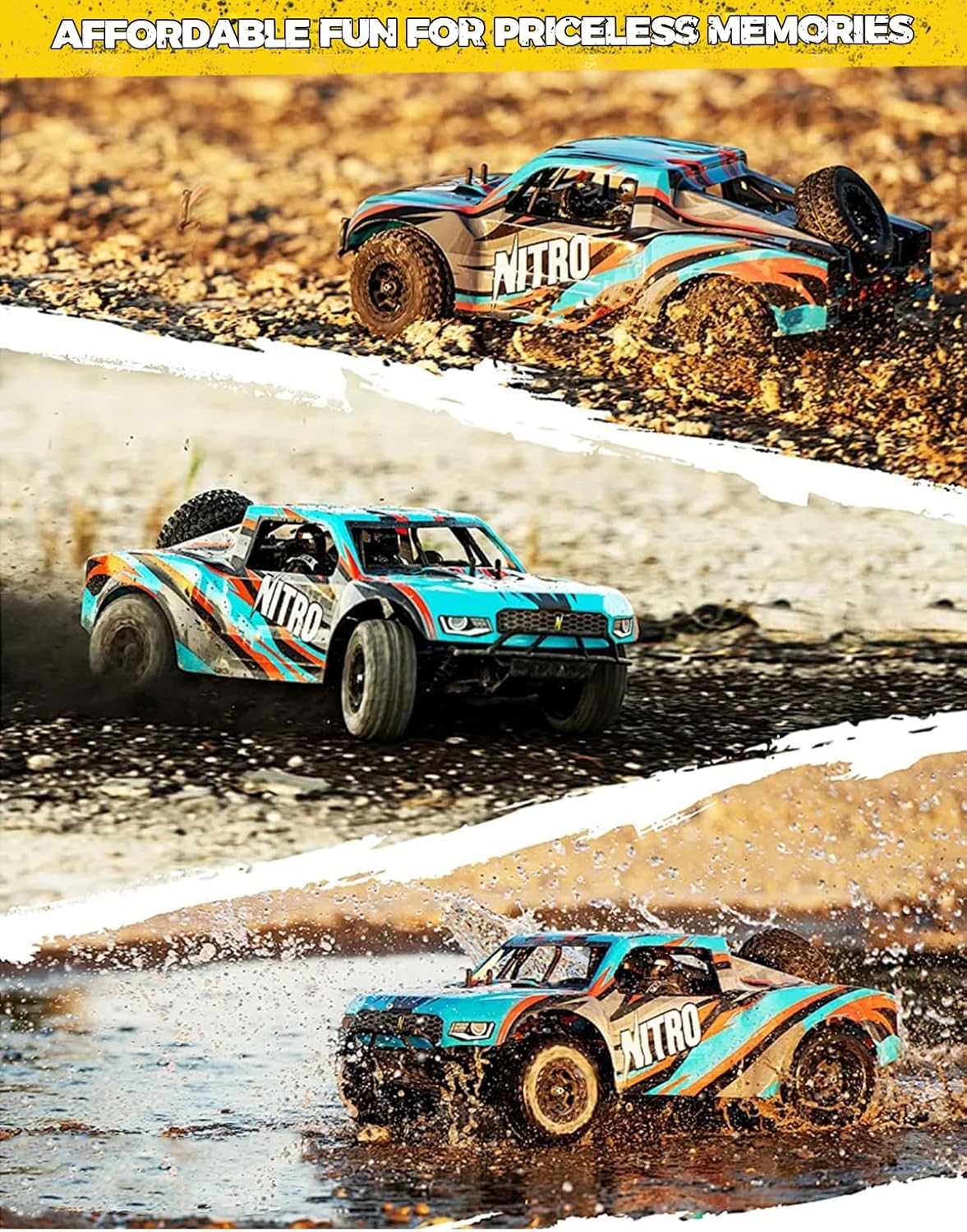 1/8 Scale Brushless RC Cars for Adults，Max 40mph Electric Off-Road Monster Truck