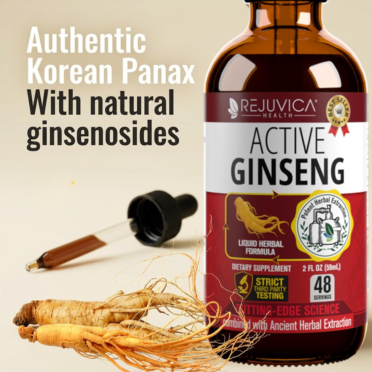 Active Ginseng - Korean Red Panax Ginseng - Natural Ginsenosides & GMO-Free