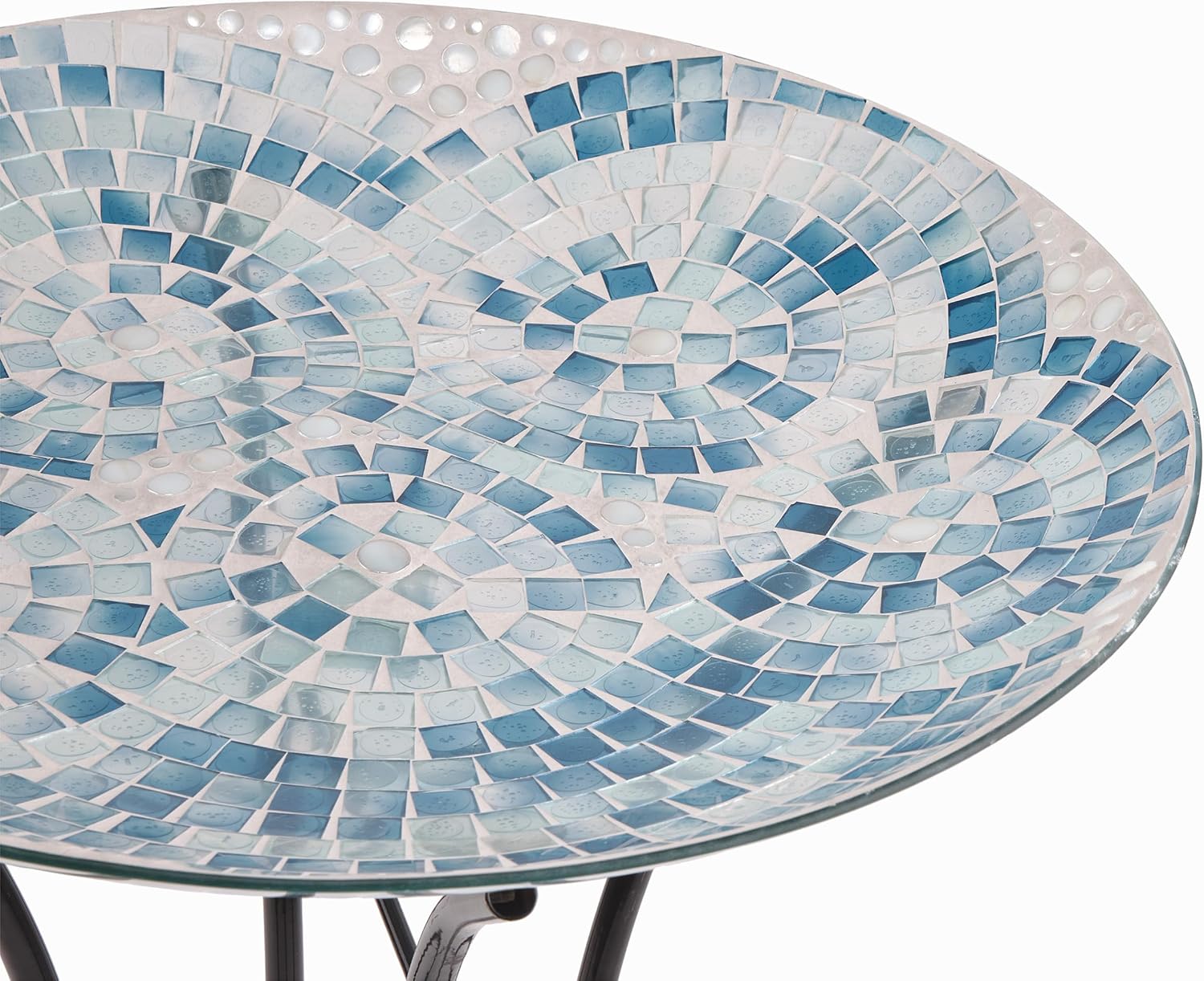 Alpine Corporation 24" Tall Outdoor Floral Mosaic Glass Birdbath with Metal Stand and Detachable 18 Inch Diameter Bowl, Garden Decor