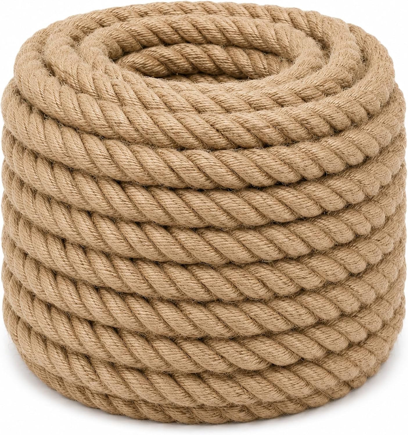 Twisted Manila Jute Rope (1 Inch x 10 Feet) Natural Thick Hemp Rope for Crafts, Nautical, Railings, Hammock, Decorating