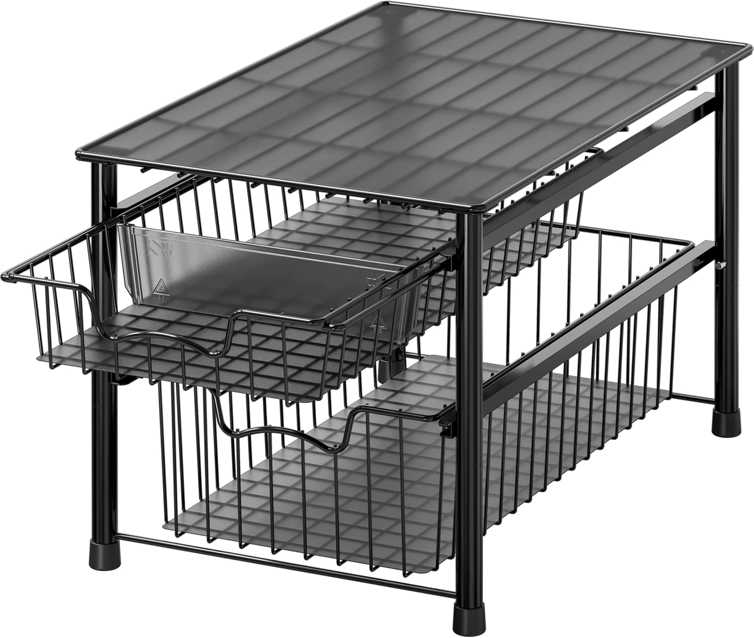 Simple Houseware Stackable 3 Tier Sliding Basket Organizer Drawer, Chrome