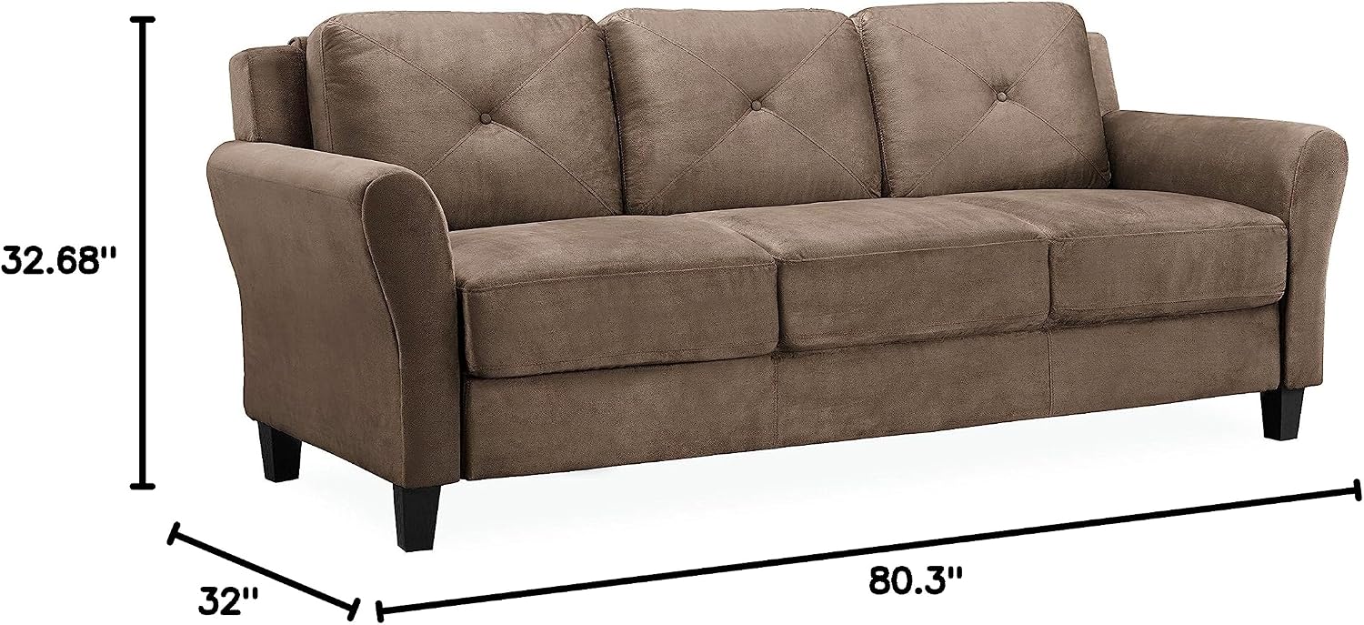 Studio Living Harrington 57.9" Loveseat, Transitional Modern, Pocket Coil Comfort, Easy Assembly, Microfiber Fabric, Dark Grey
