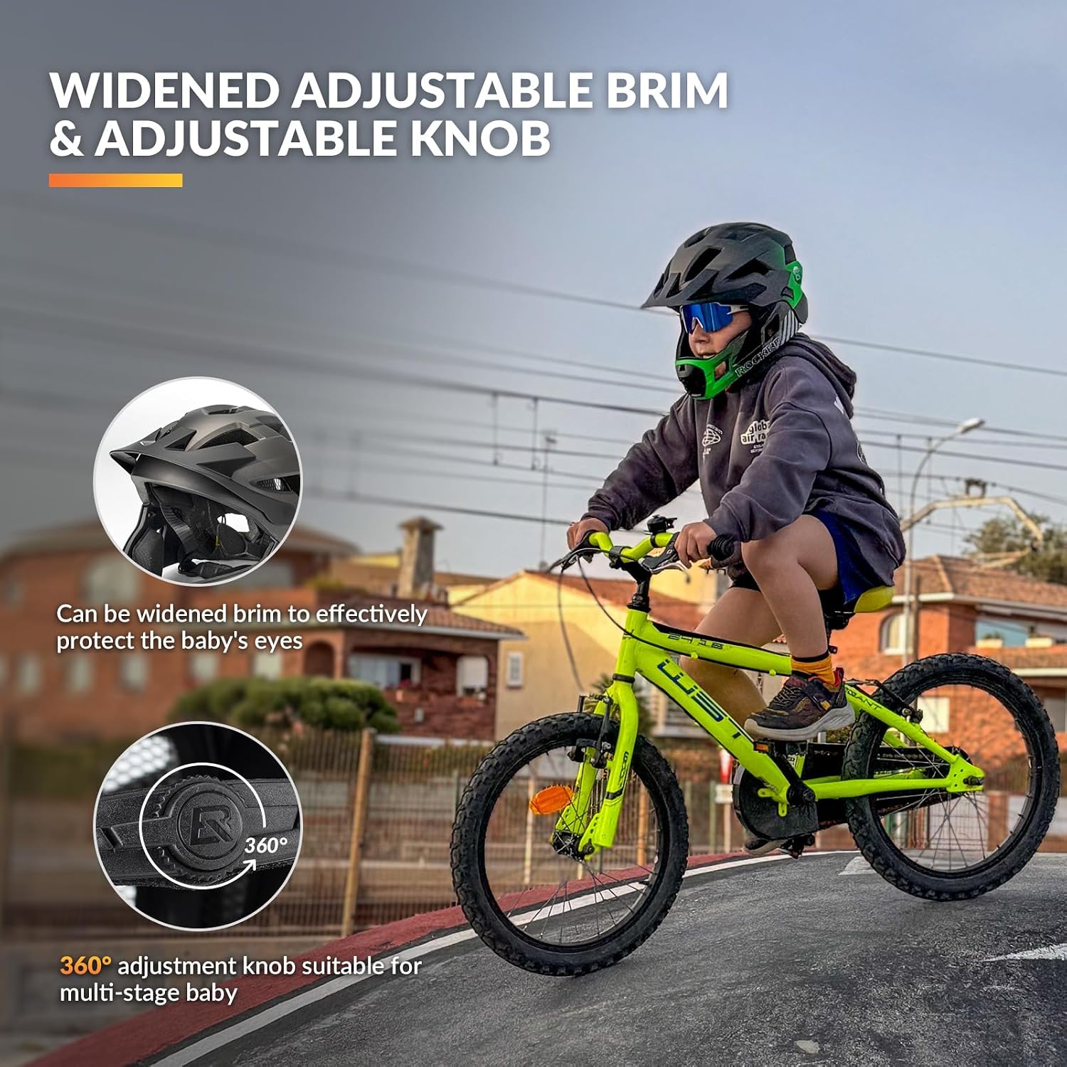 ROCKBROS Kids Full Face Bike Helmet Lightweight Detachable MTB Helmet