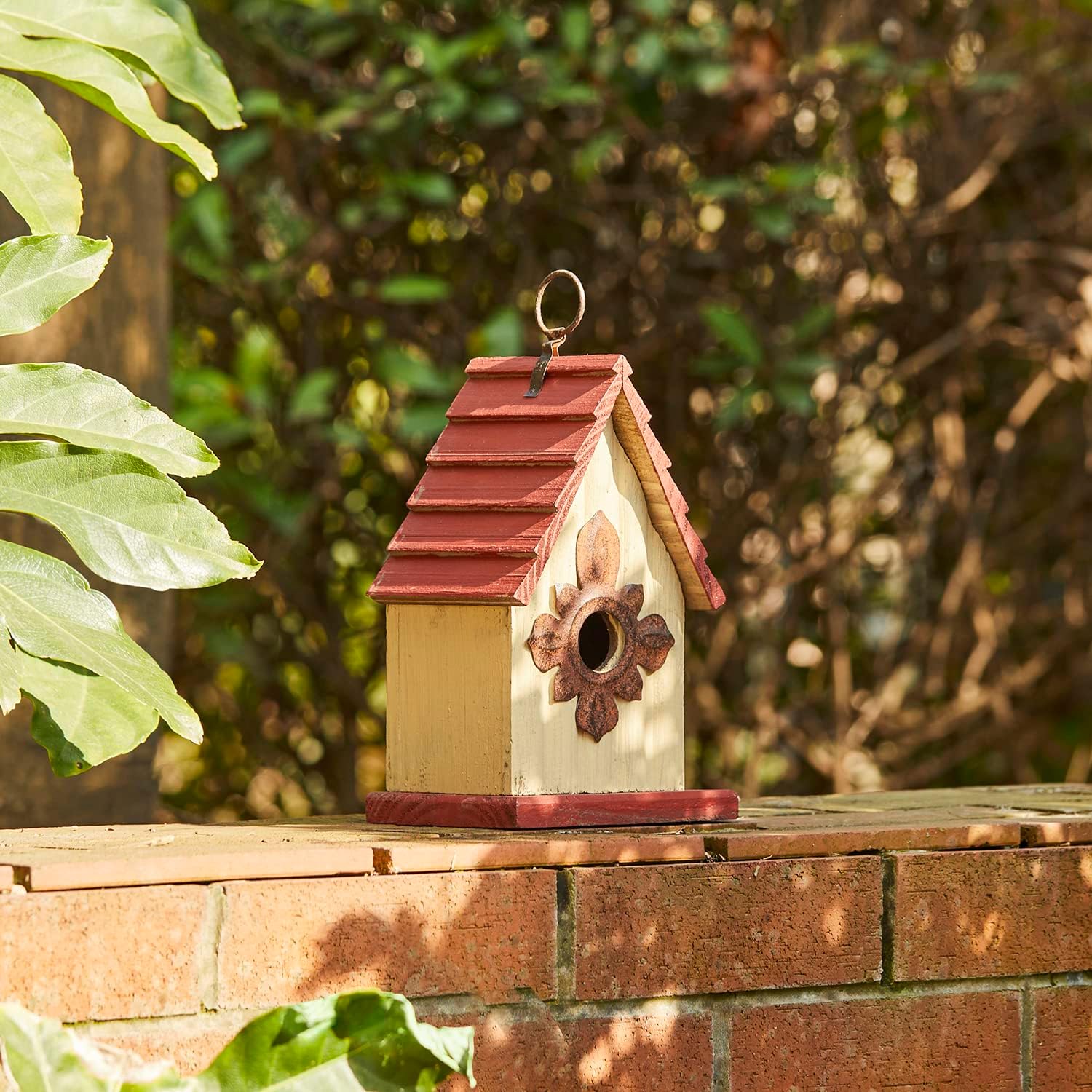 Glitzhome 14" H Hanging Distressed Wooden Church Birdhouse Garden Decor