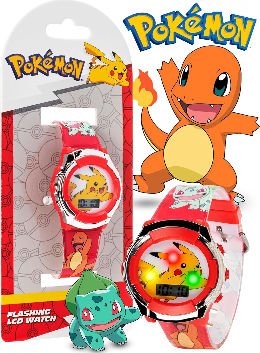 Accutime Kids Pokemon Digital LCD Quartz Watch for Boys, Girls, and Adults All Ages