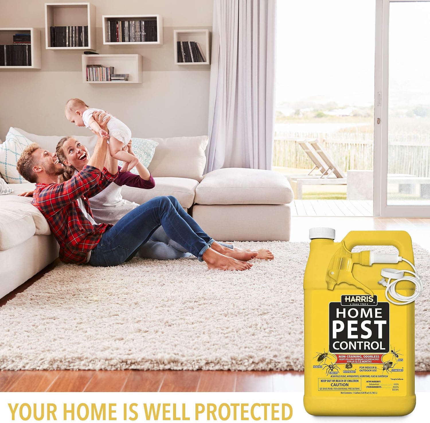 Harris Home Insect Killer, Liquid Gallon Spray with Odorless and Non Staining Residual Formula - Kills Stinkbugs, Ants, Roaches, Spiders, Fleas