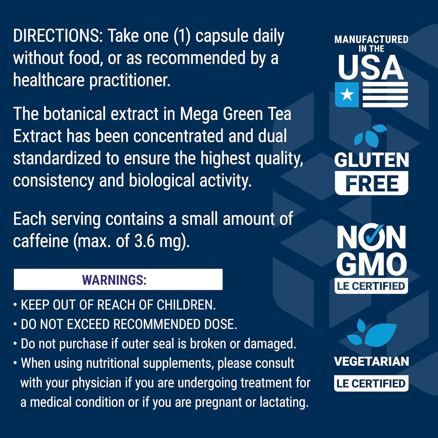 Life Extension Decaffeinated Mega Green Tea Extract – Polyphenol-Rich, Cell Health, Heart Health, Brain Health, Antioxidant Protection – Non-GMO, Gluten-Free, Vegetarian – 100 Capsules | Camellia Sinensis Extract with Concentrated EGCG Polyphenols, Glute…