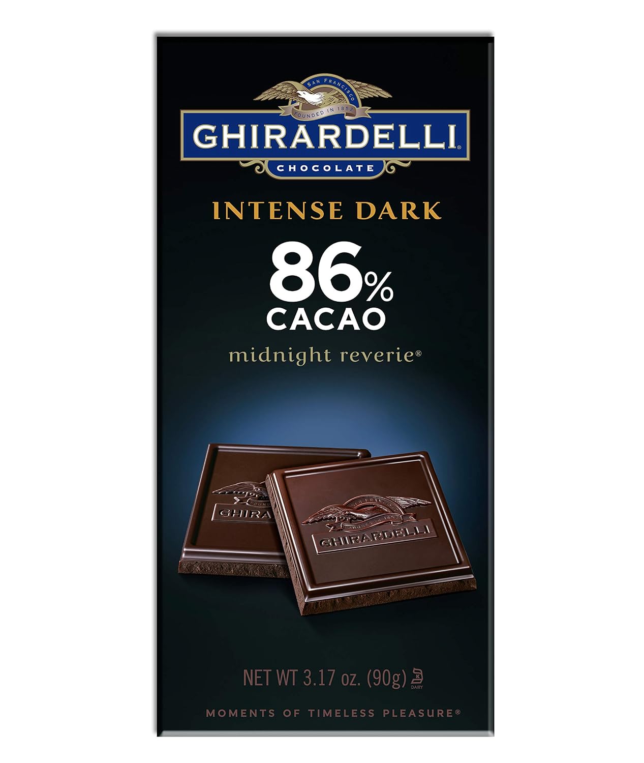 GHIRARDELLI PREMIUM DARK Chocolate Bar, 86% Cacao, 3.17oz Bar, 12 Pack