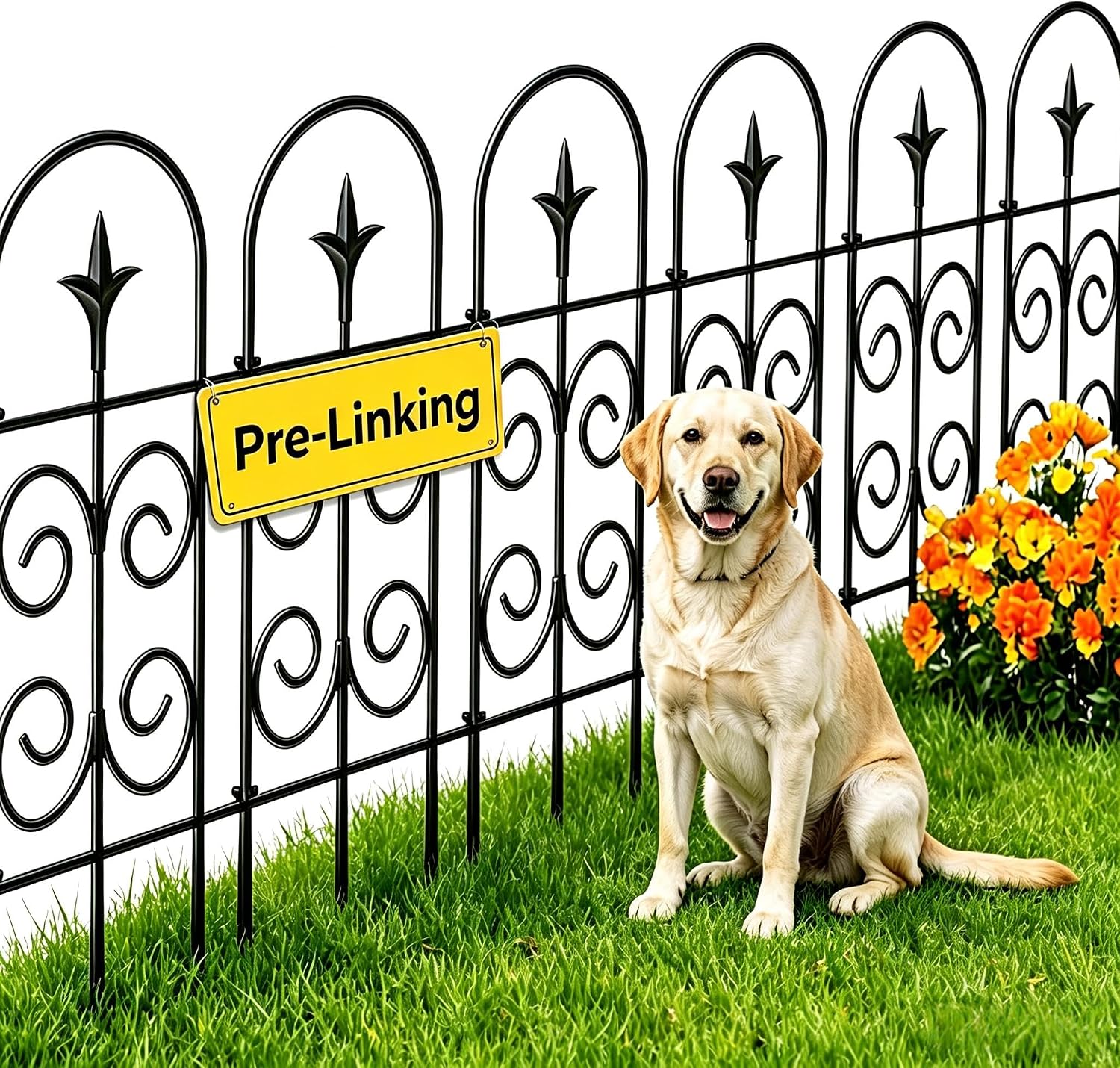 AMAGABELI 10 Panels 17in(H)×10ft(L) Decorative Garden Fences and Borders for Dogs No Dig Rustproof Metal Fence Panels Garden Edging Border Animal Barrier Fencing for Flower Beds Yard Patio Decor Black
