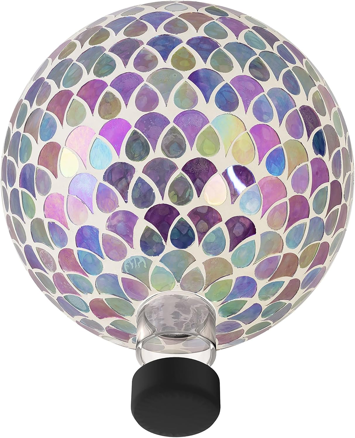 Alpine Corporation 10" Diameter Indoor/Outdoor Glass Mosaic Gazing Globe Yard Decoration, Purple Pearlized Petals Design