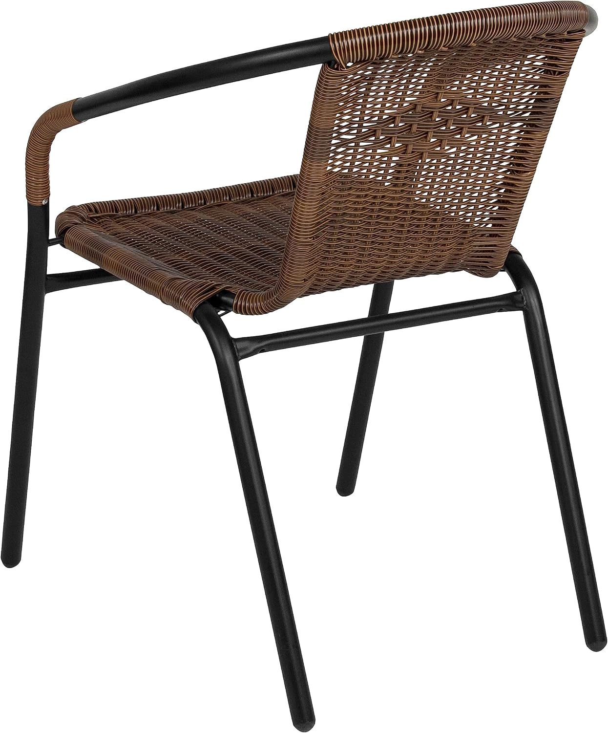 Flash Furniture Lila Modern Rattan Indoor/Outdoor Stackable Dining Chairs, Stacking Rattan Bistro Chairs for Patio or Restaurant, Set of 4, Brown | Commercial Grade, Indoor/Outdoor Use