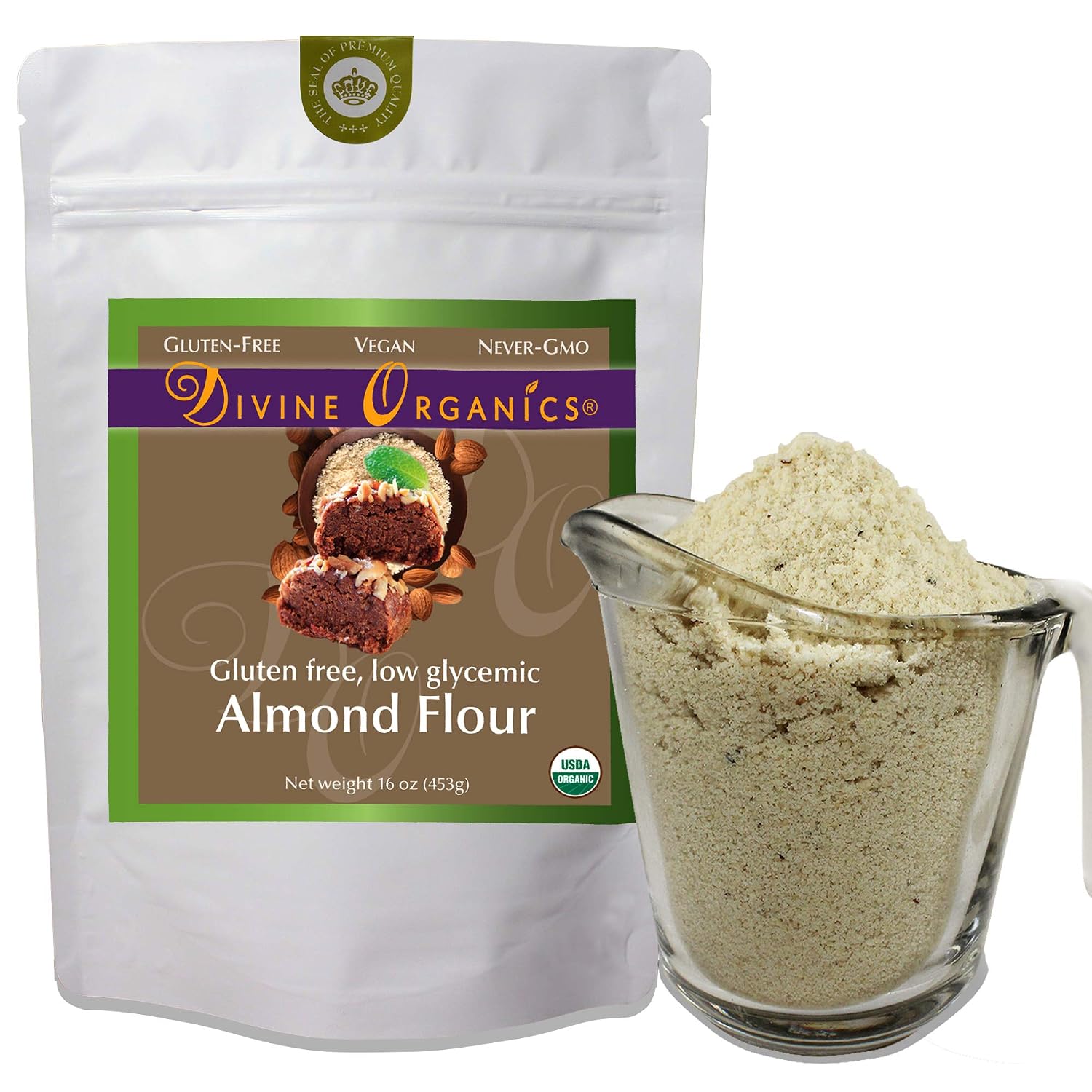 6 oz Organic Almond Flour Powdered Gluten Free Low Glycemic Non-GMO by Divine Organics
