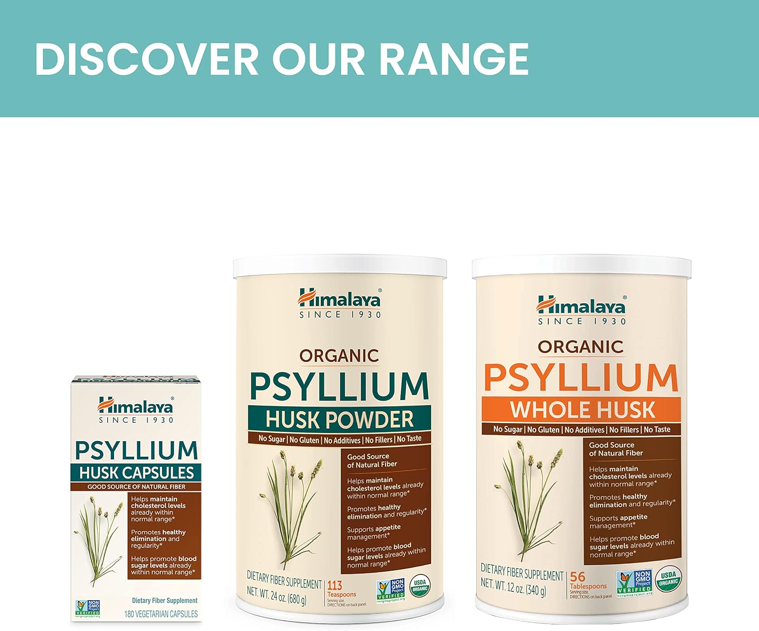 Himalaya USDA Organic Psyllium Whole Husk Powder, Natural Daily Fiber Supplement, Regularity, Appetite Management, Non-GMO, 56-Tablespoon Supply, Unflavored, 12 Oz