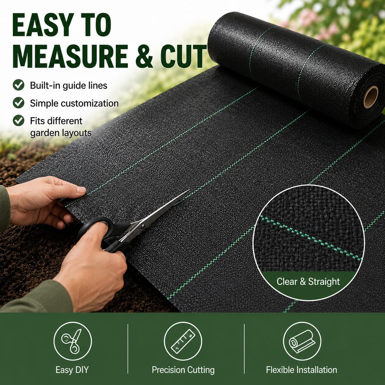 6FTx300FT Weed Barrier Landscape Fabric Heavy Duty 5oz Pro Ground Cover Mat