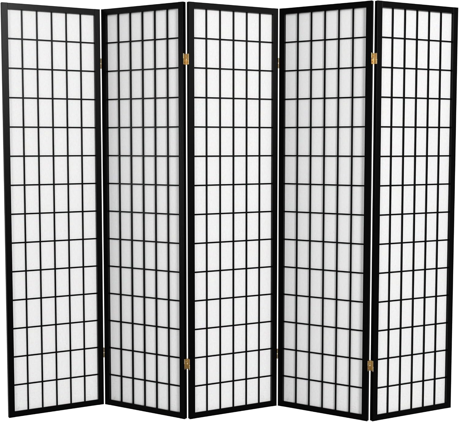 Red Lantern 6 ft. Tall Window Pane Shoji Screen - Walnut - 5 Panels