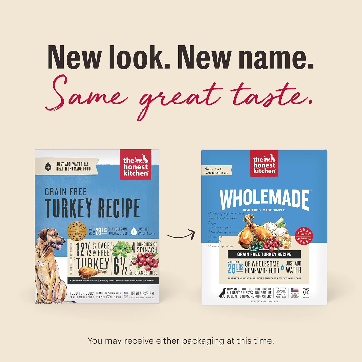 The Honest Kitchen Human Grade Wholemade™ Dehydrated Grain Free Dog Food – Complete Meal or Dog Food Topper – Chicken 4 lb (Makes 16 lbs)