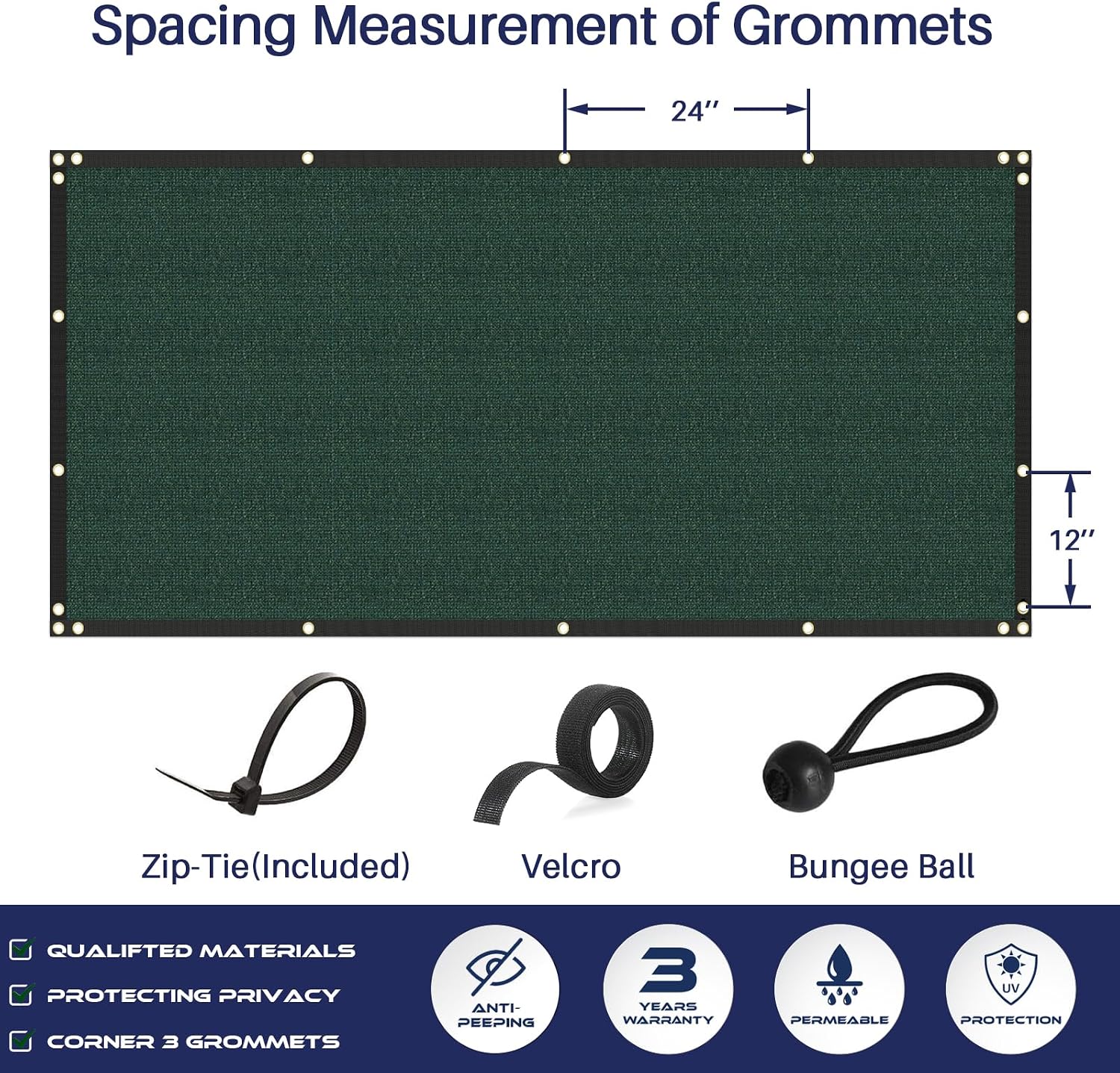 Windscreen4less Privacy Fence Screen 6'x50' Heavy Duty Windscreen Fencing Mesh Fabric Shade Cover for Outdoor Wall Garden Yard Pool Deck, Green