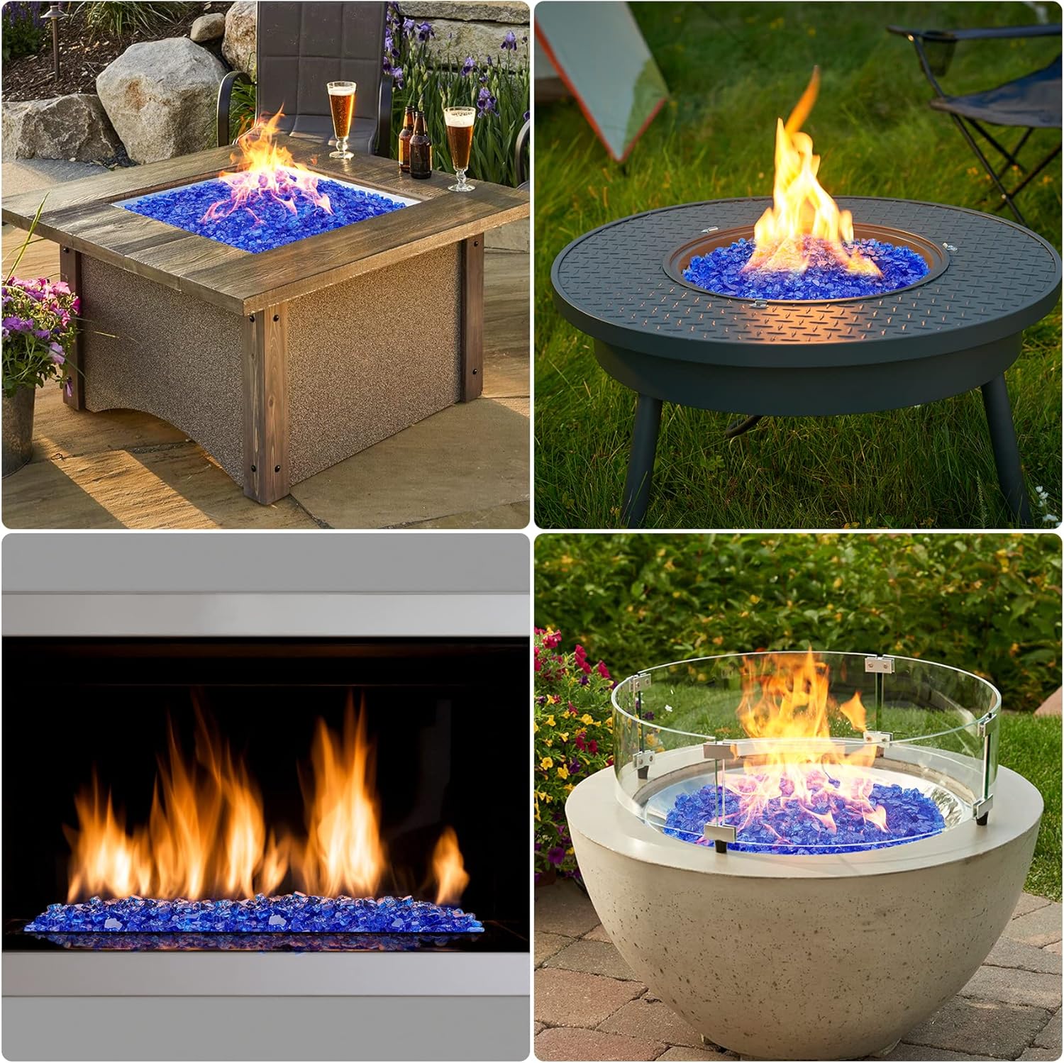 Onlyfire 10 lbs Fire Glass Rocks for Gas Propane Fire Pit and Fireplace